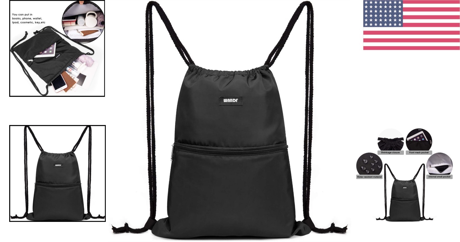 Thickened Drawstrings & Durable Nylon Backpack for Sports, Yoga, and Travel
