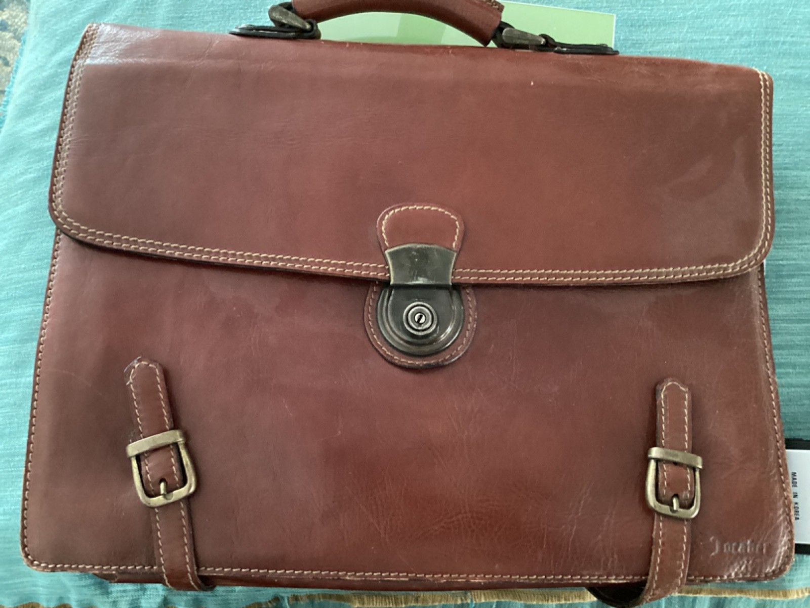 brown leather executive satchel briefcase with strap from spain