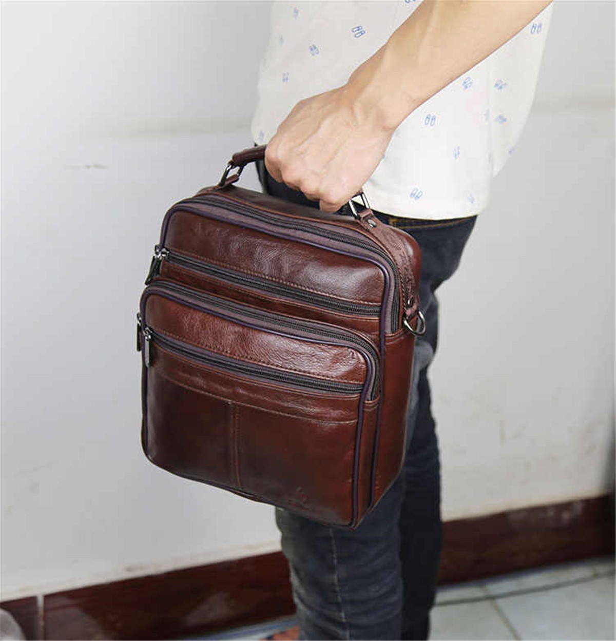 Men Genuine Leather Shoulder Bag Briefcase Messenger Business Satchel Work Case