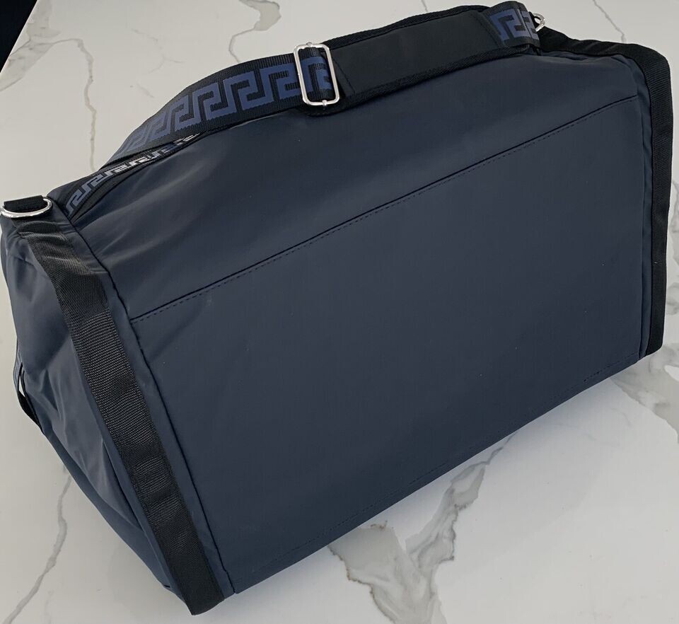 Versace Parfums Duffle dark blue Backpack faux leather gym Weekender travel Bag