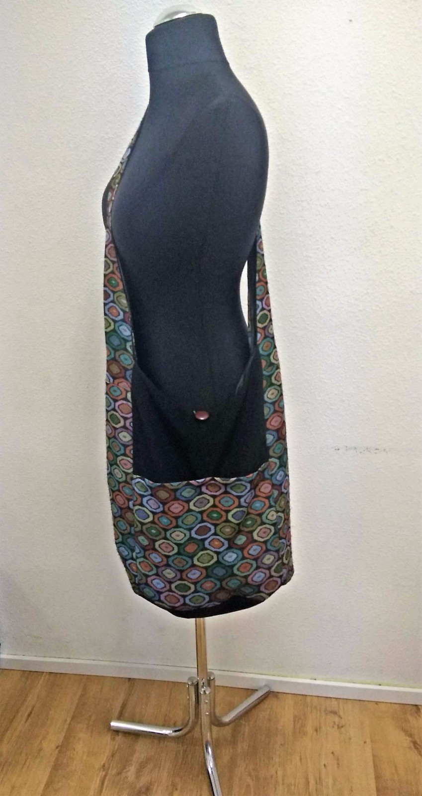 Crossbody bag Hand made button closure pocket on outside And inside Hippie Hobo