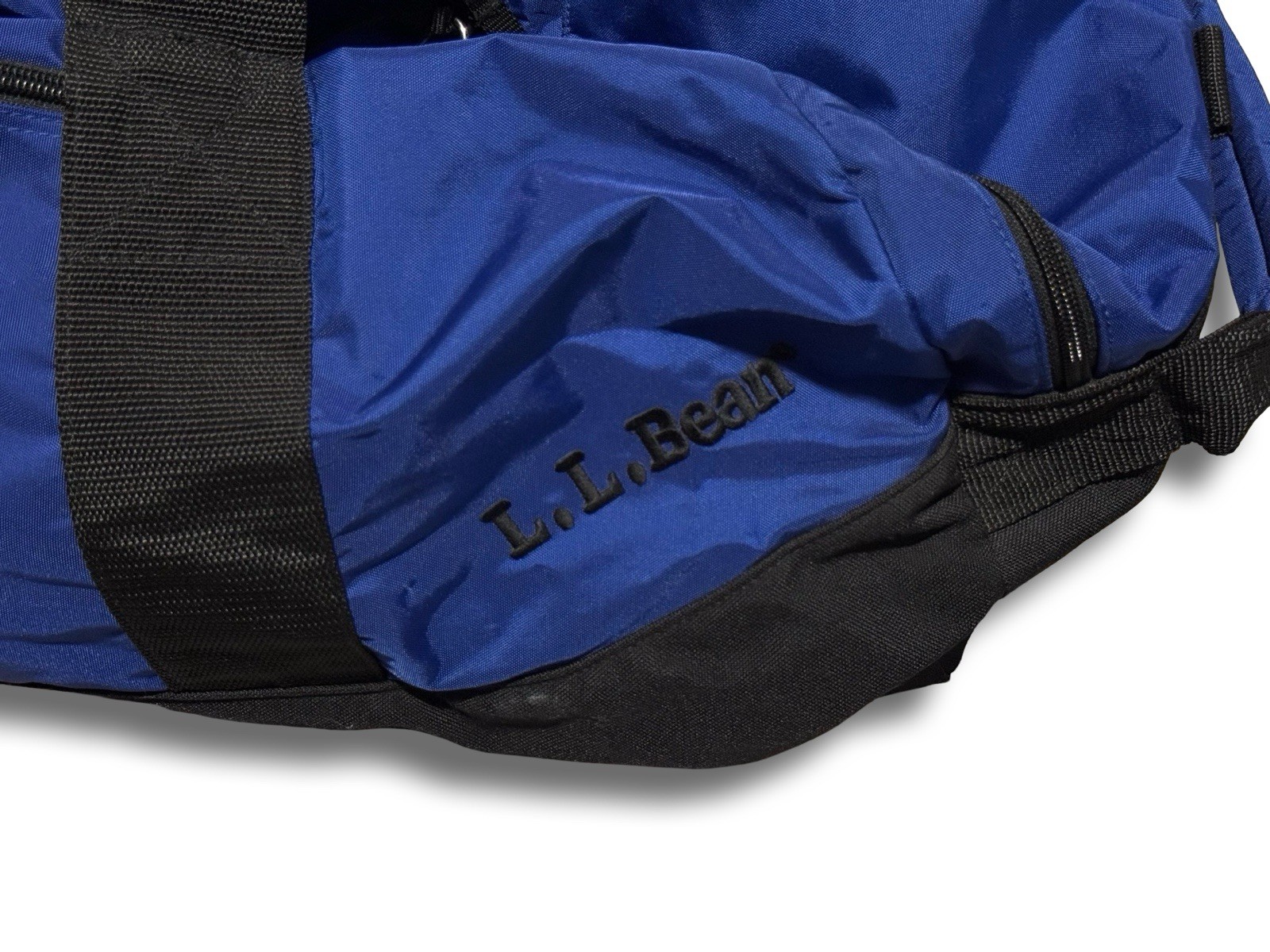LL Bean Duffle Bag Medium Adventure Royal Blue/Black Travel Gym Nylon 05382 VTG