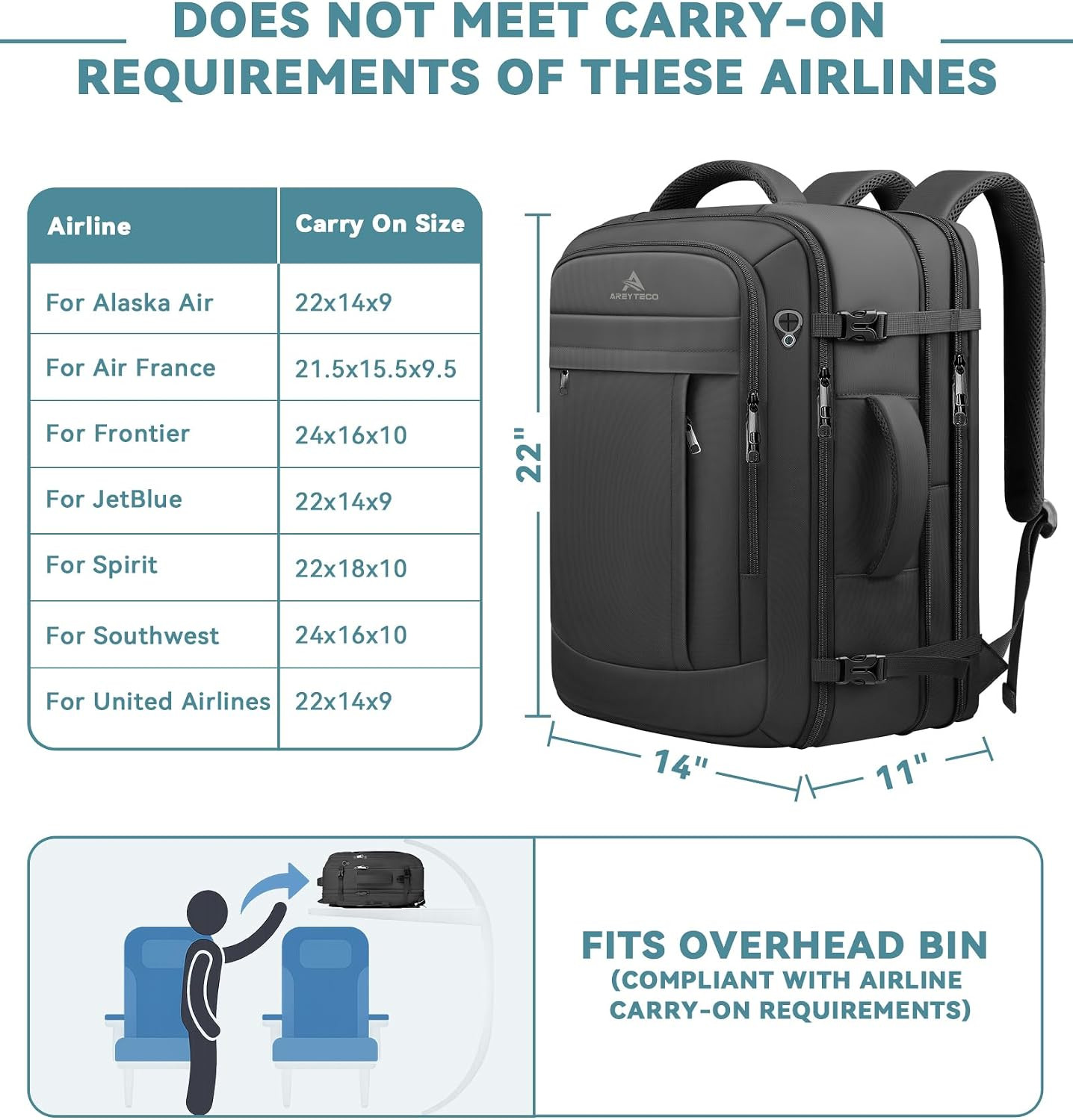 Travel Backpack, 50L Expandable Extra Large Laptop Backpack, Carry on Backpack