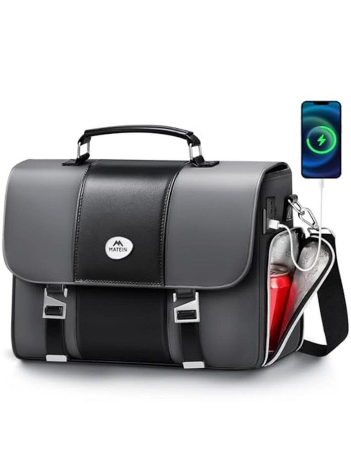 Mens Business Briefcase 15.6 Inch PU Leather Messenger Bags Laptop