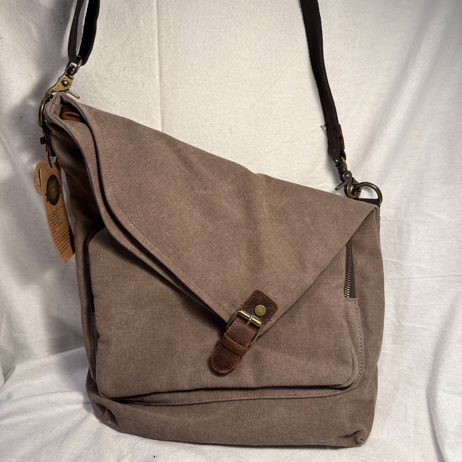 Amhoo Canvas Crossbody MessengerBag Heavyweight Pockets Boho Chic Hippie NEW