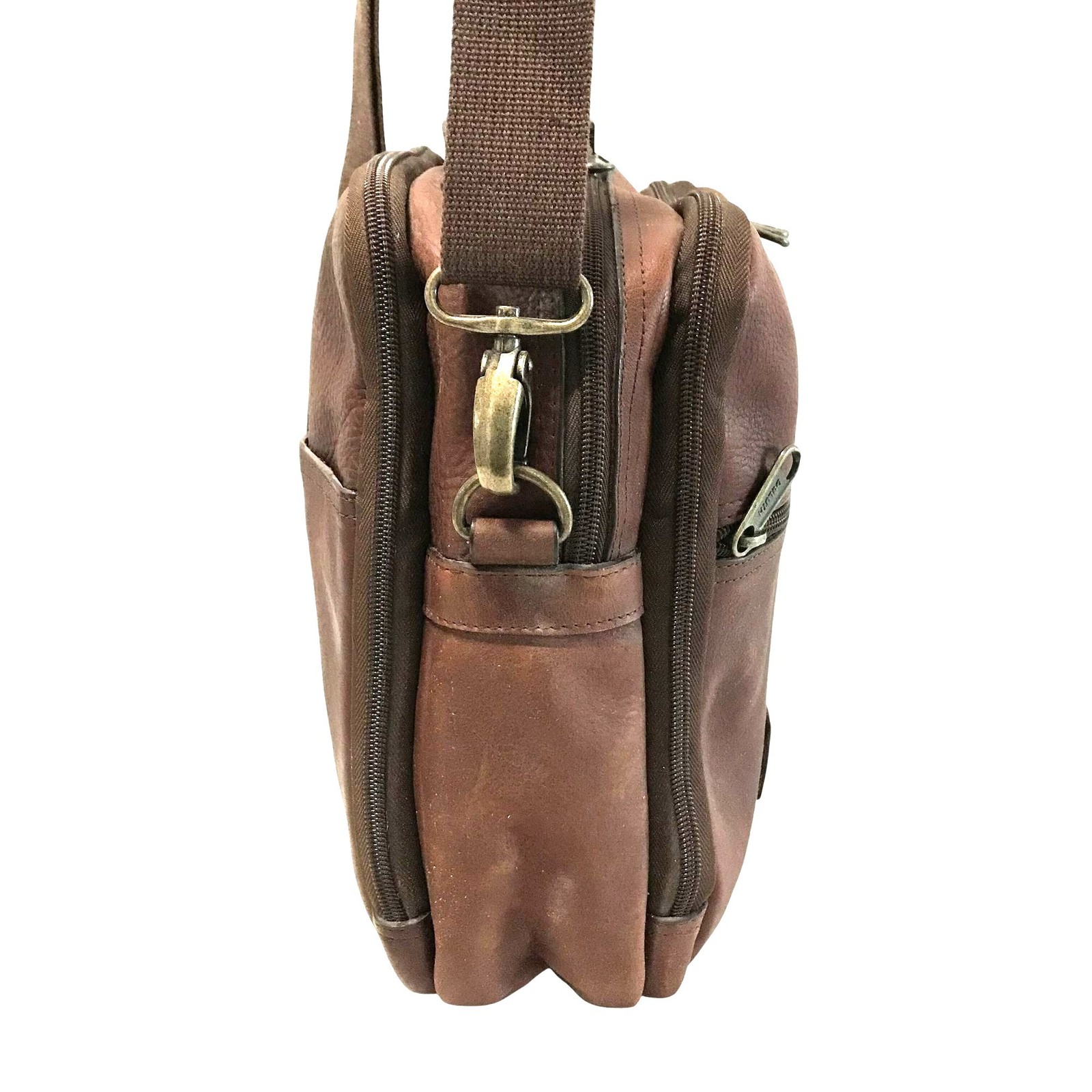 DELUTH Trading Mens Brown Buffalo Leather Crossbody Bag Adjustable