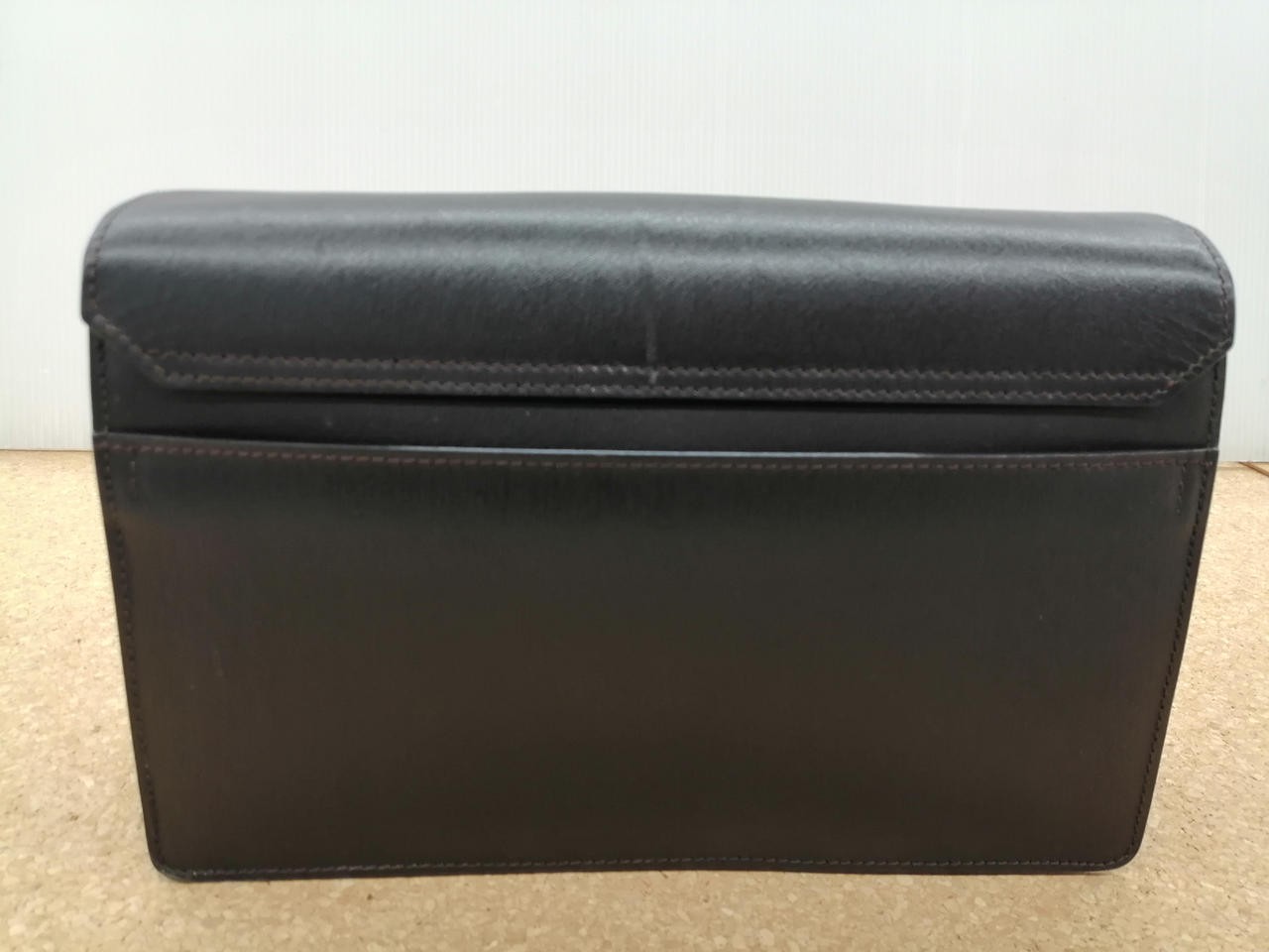Dunhill Side Handle Clutch Bag Black Flap Lock Closure Silver Metal fittings