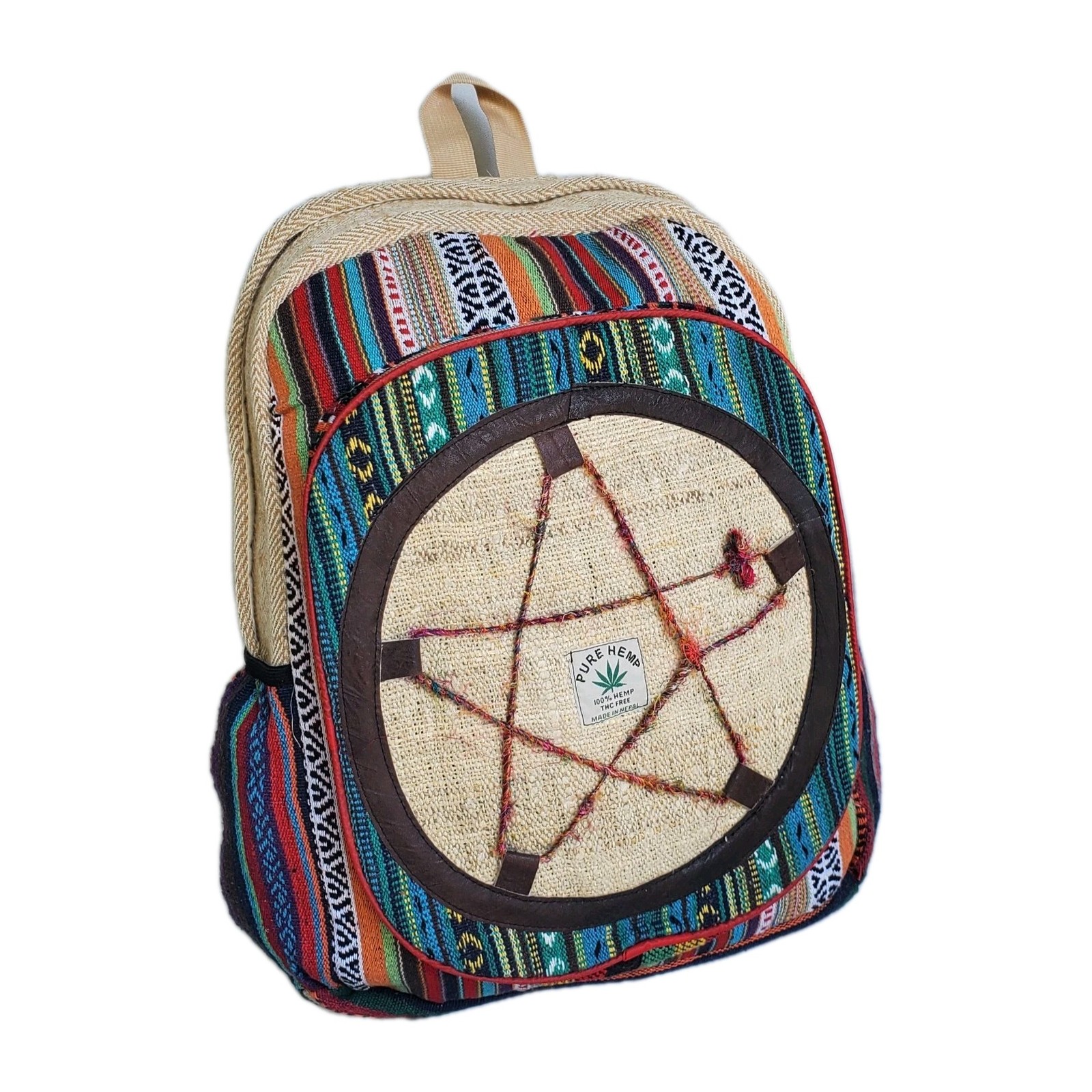 Large Embroidery Pure Hemp Backpack