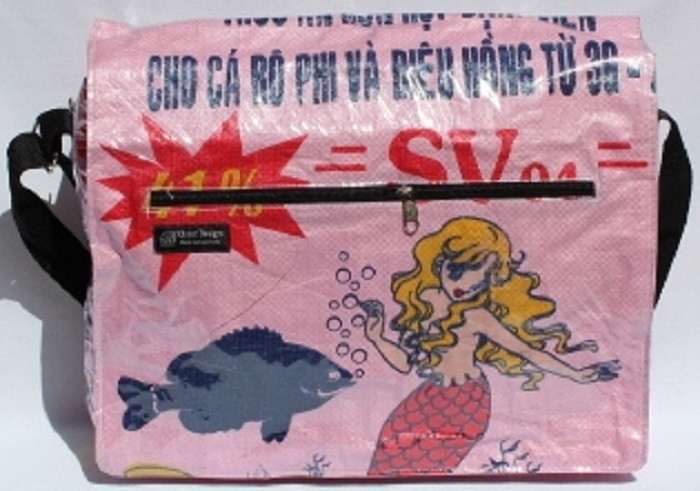 Fair Trade Recycled Deluxe Ex Large Messenger Bags made from Fish Feed Bags