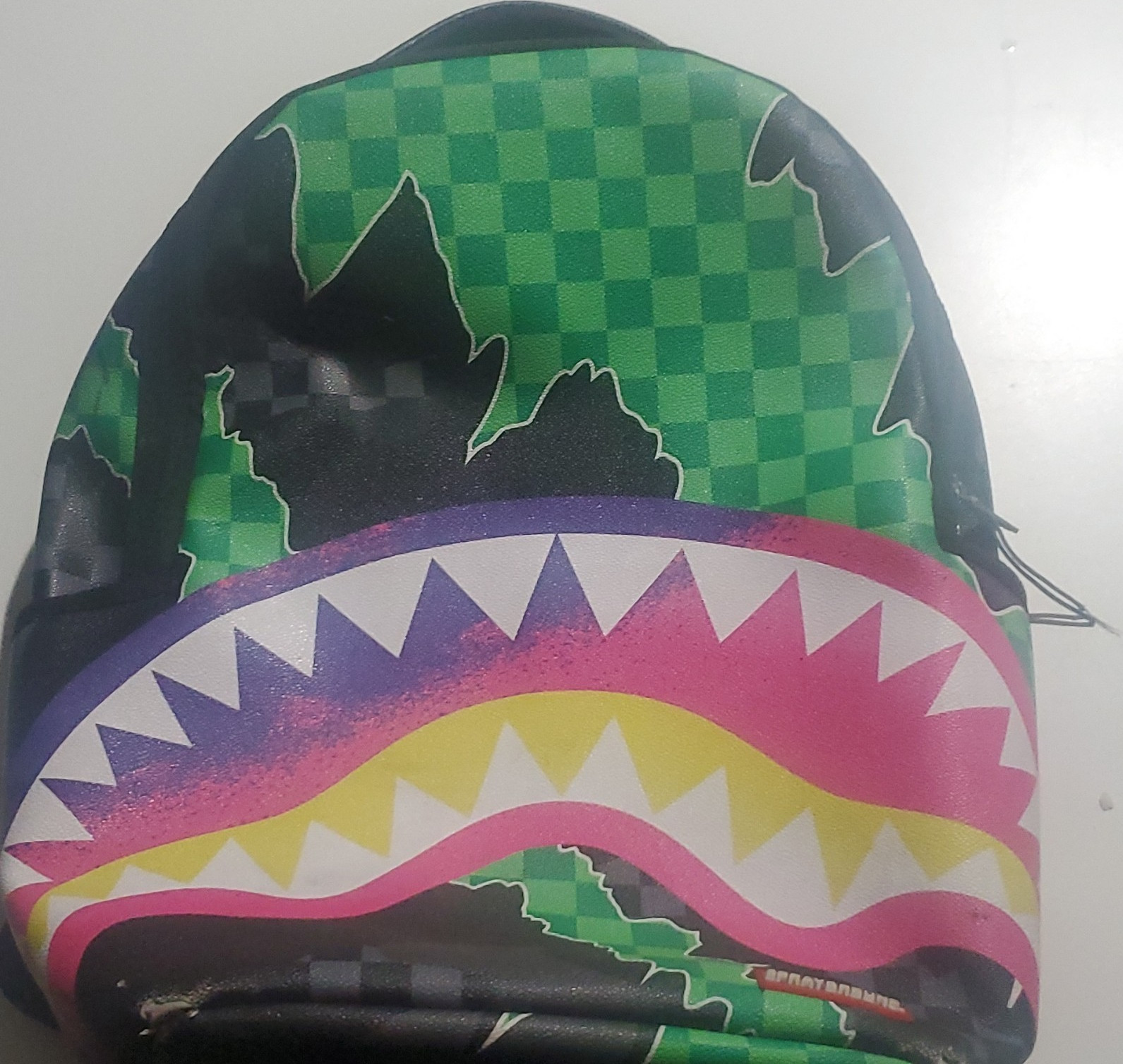 Sprayground Limited Edition Checkered Backpack Green Black Pink Yellow Designer
