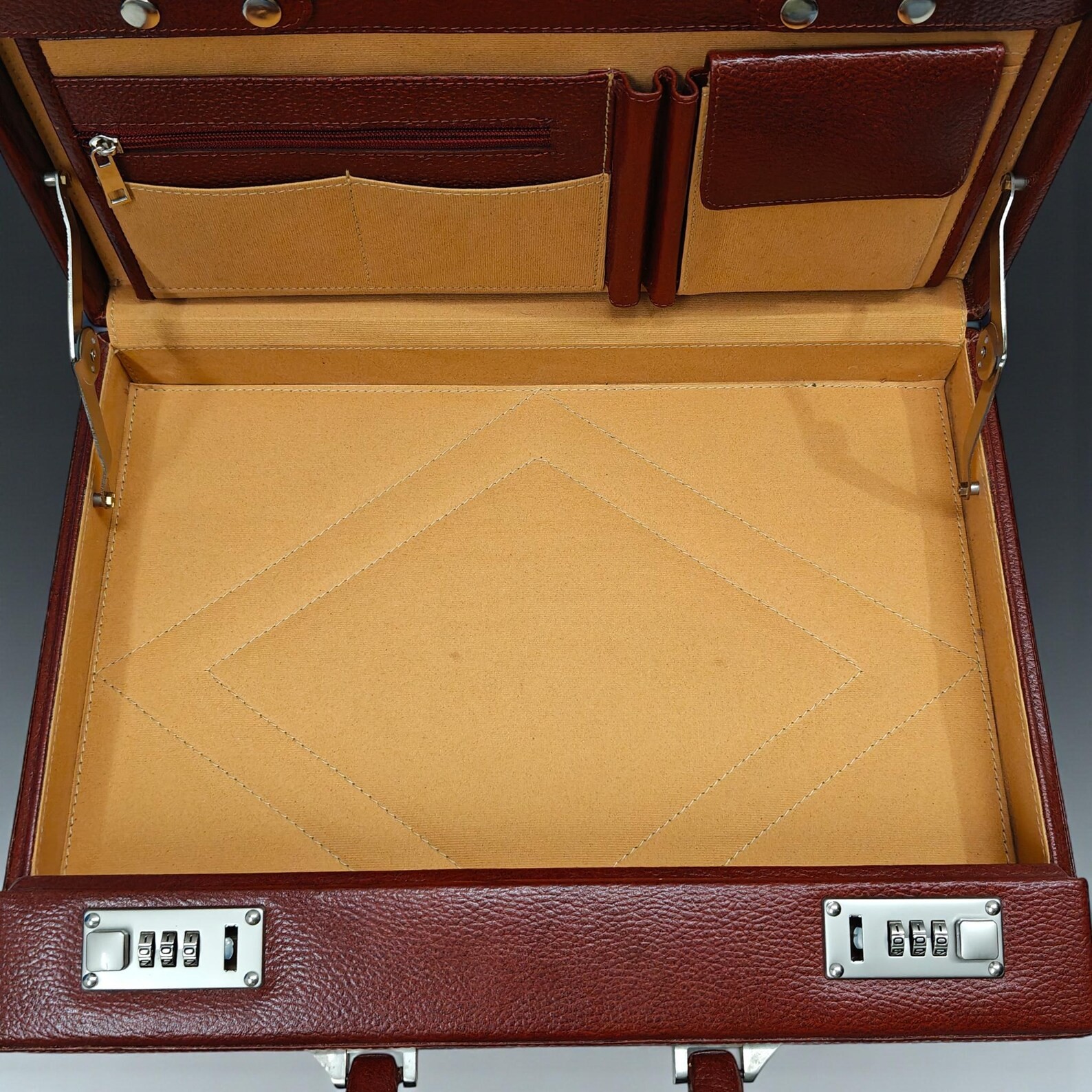 Brown Customized Leather Briefcase for Men, Laptop Attache Case