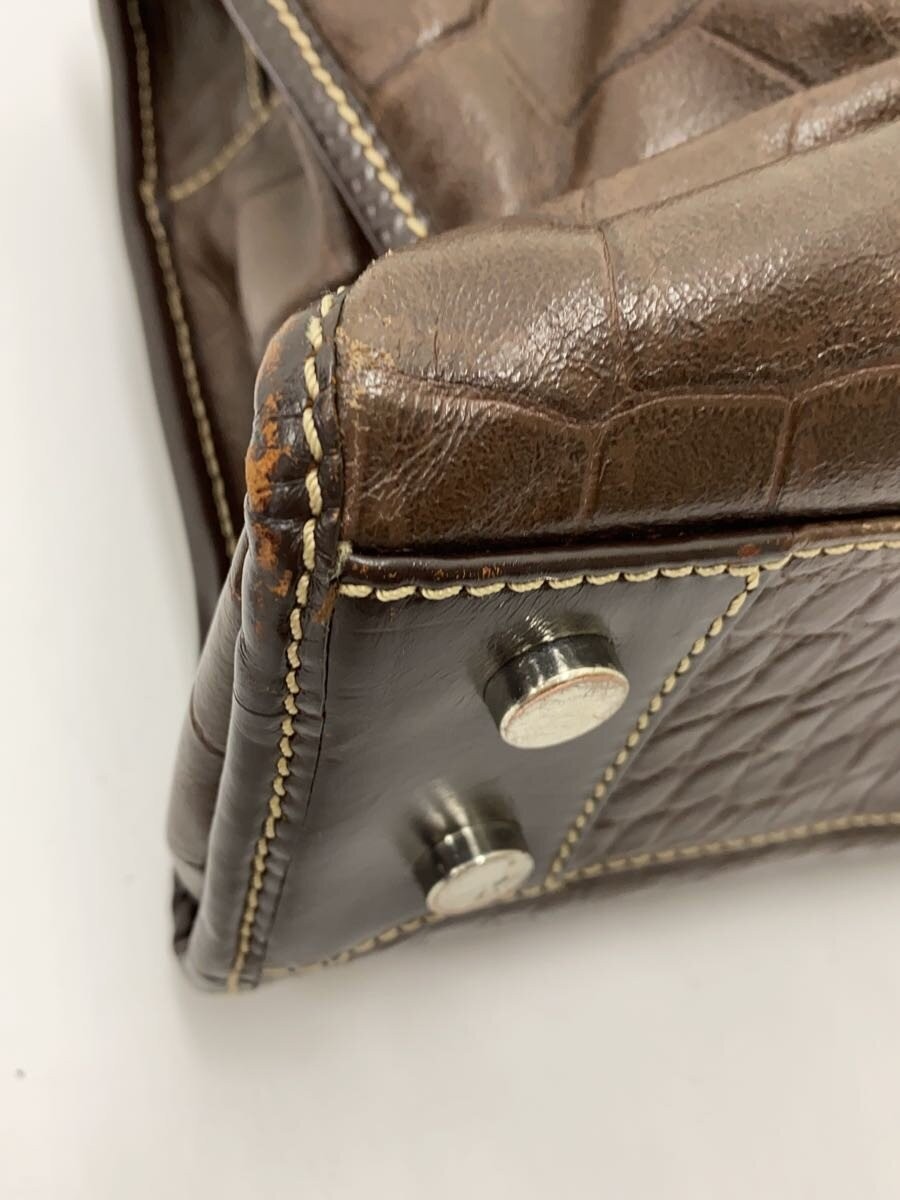 STEFANOMANO Tote Bag, Leather, BRW, Plain, Crocodile Embossed