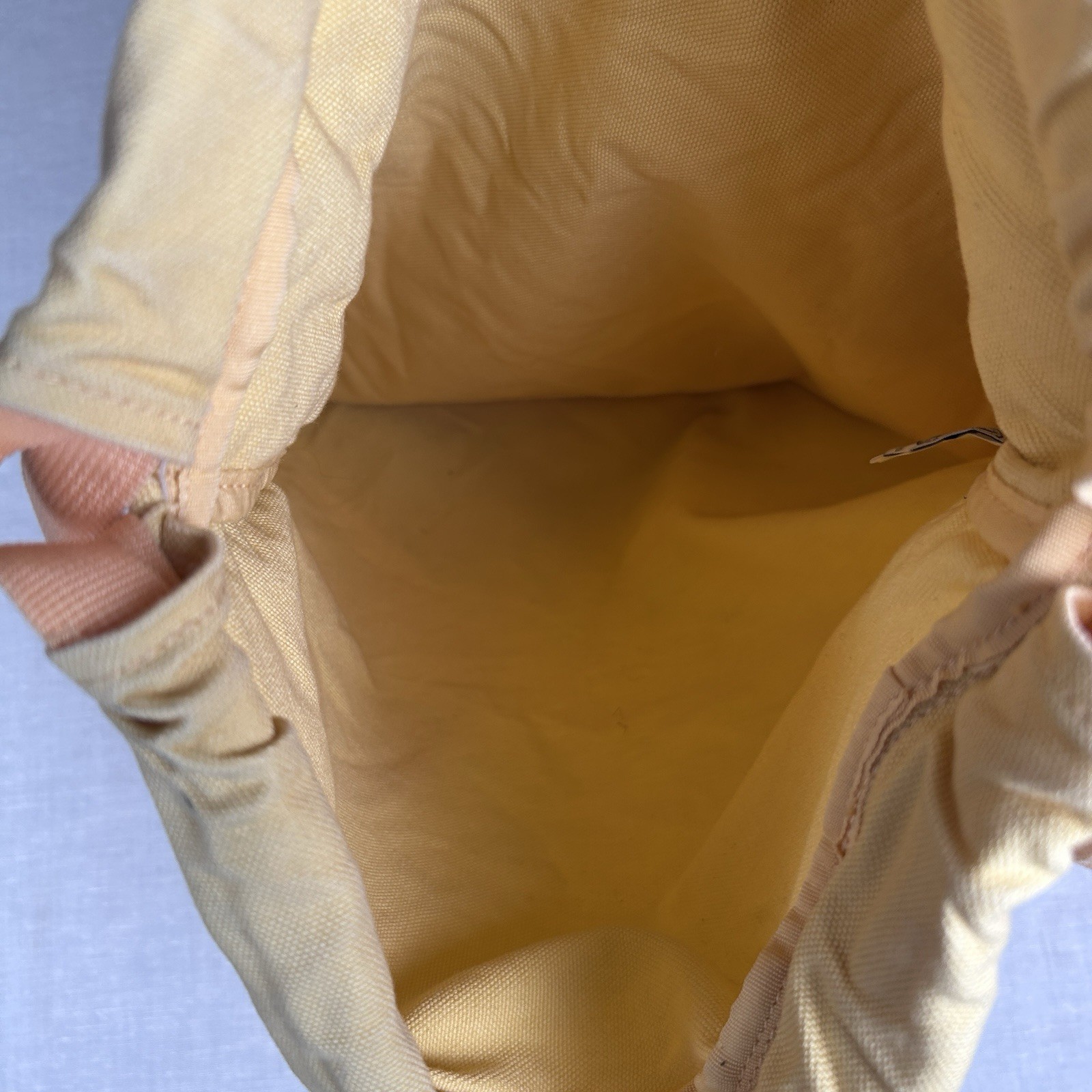 Authentic Pigment Cinch Sack 100 % Cotton Canvas yellow Ocean Fish 14 X 17”