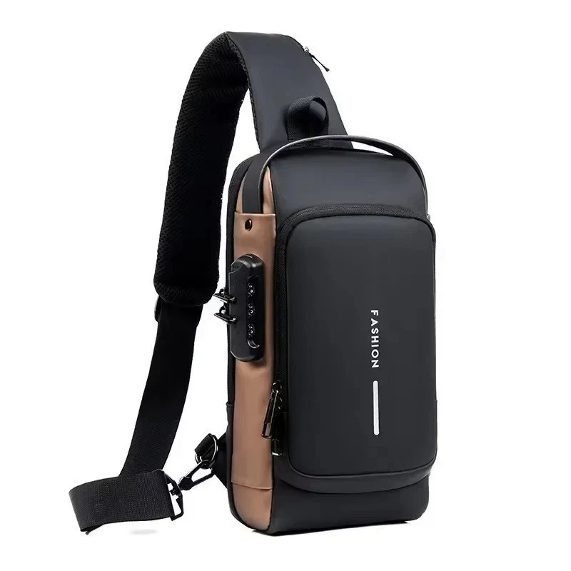 Men Anti Theft Chest Bag USB Charging Crossbody Sling Shoulder Travel Pack