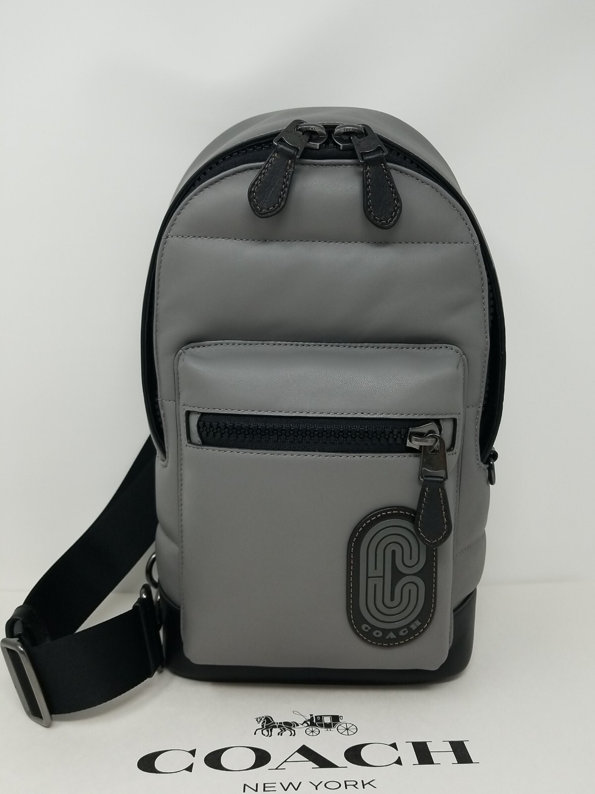 🌟🌷Coach West Pack Heather Grey/ Black Leather Sig. “C” Backpack NWT UNISEX