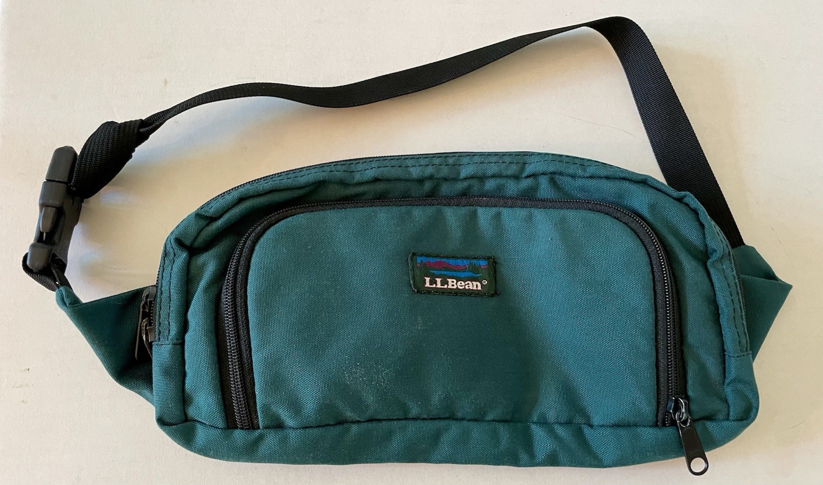 Vintage 80s LL BEAN Teal Fanny Pack Waist Hip Bag Retro Gorpcore Hiking Nylon