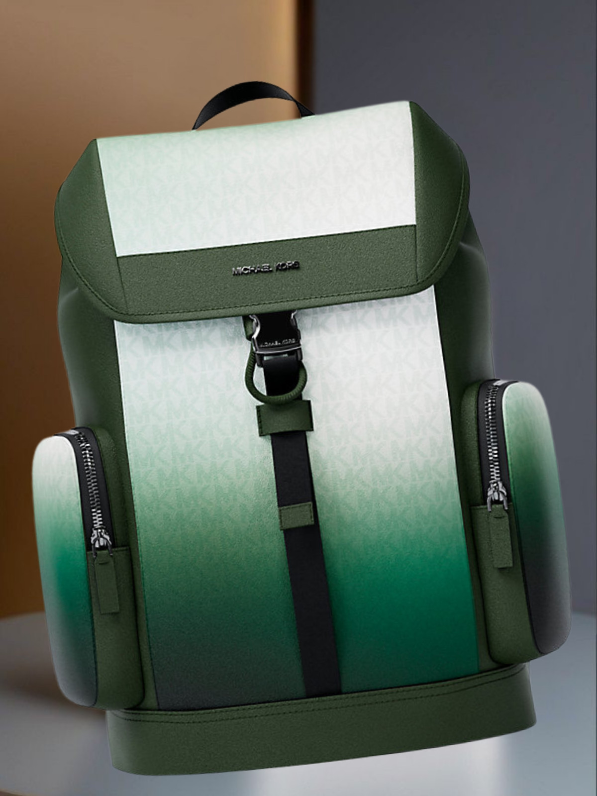 Michael Kors MK Cooper Men Medium Ombré Signature Logo City Backpack Moss Multi