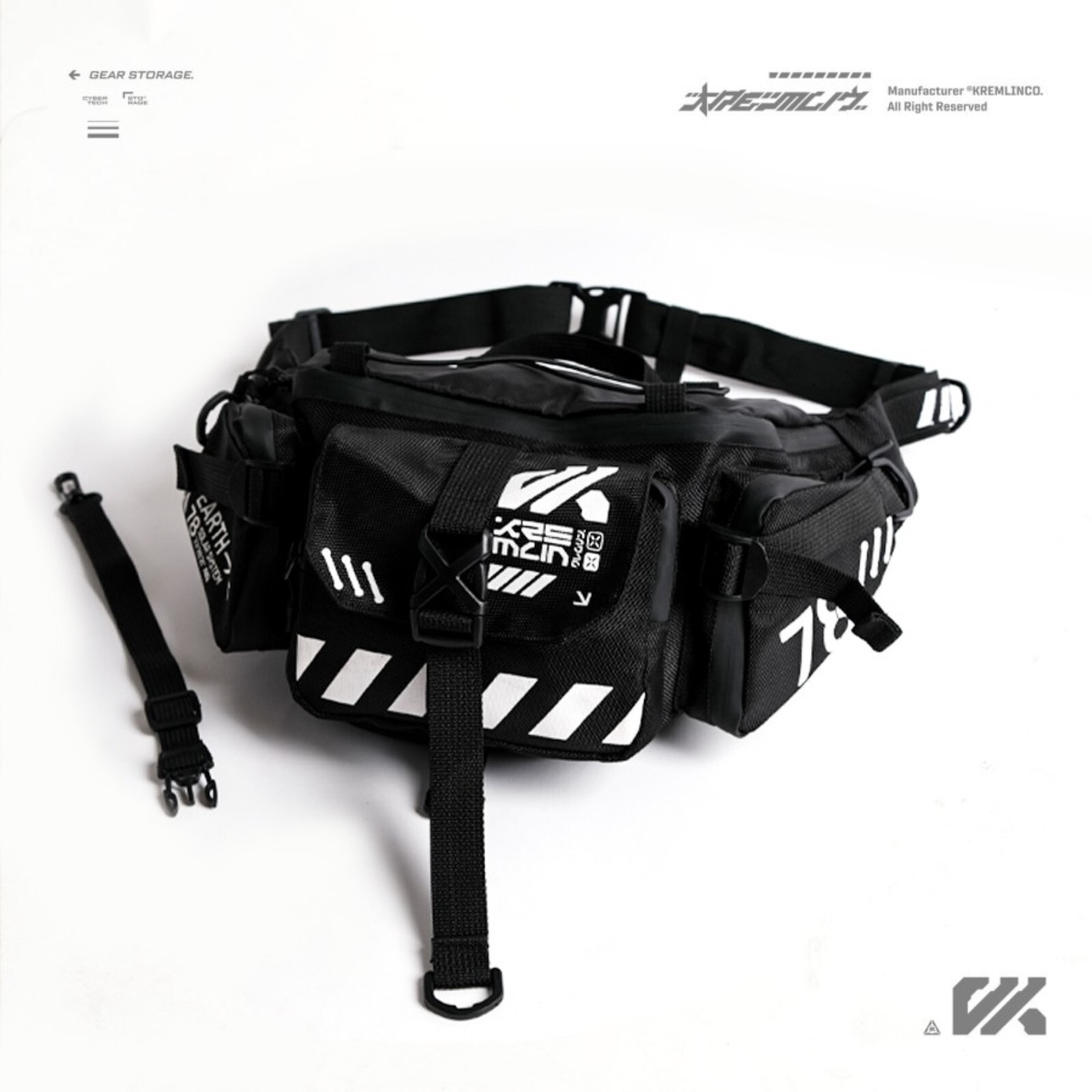 Kremlin Cyrax Black Waistbag Slingbag Chestbag Futuristic Fullzip Crossbody
