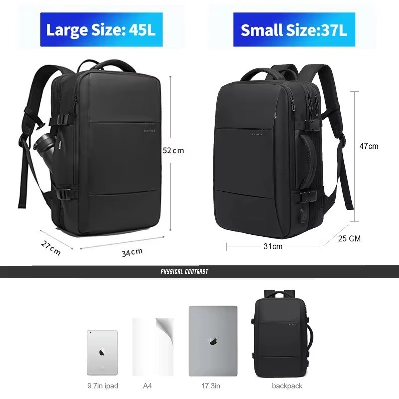 BANGE Expandable Men’s Backpack 17.3 in Laptop Waterproof