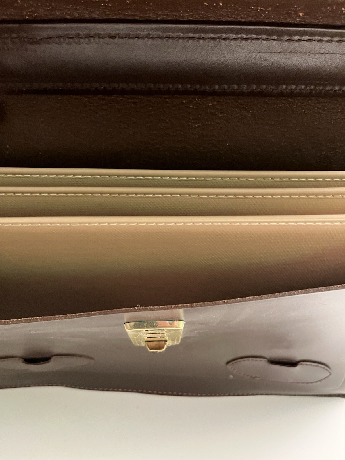 Vtg Leather Briefcase Attache Case Brown Lawyer Salesman Portfolio Retro w/Key