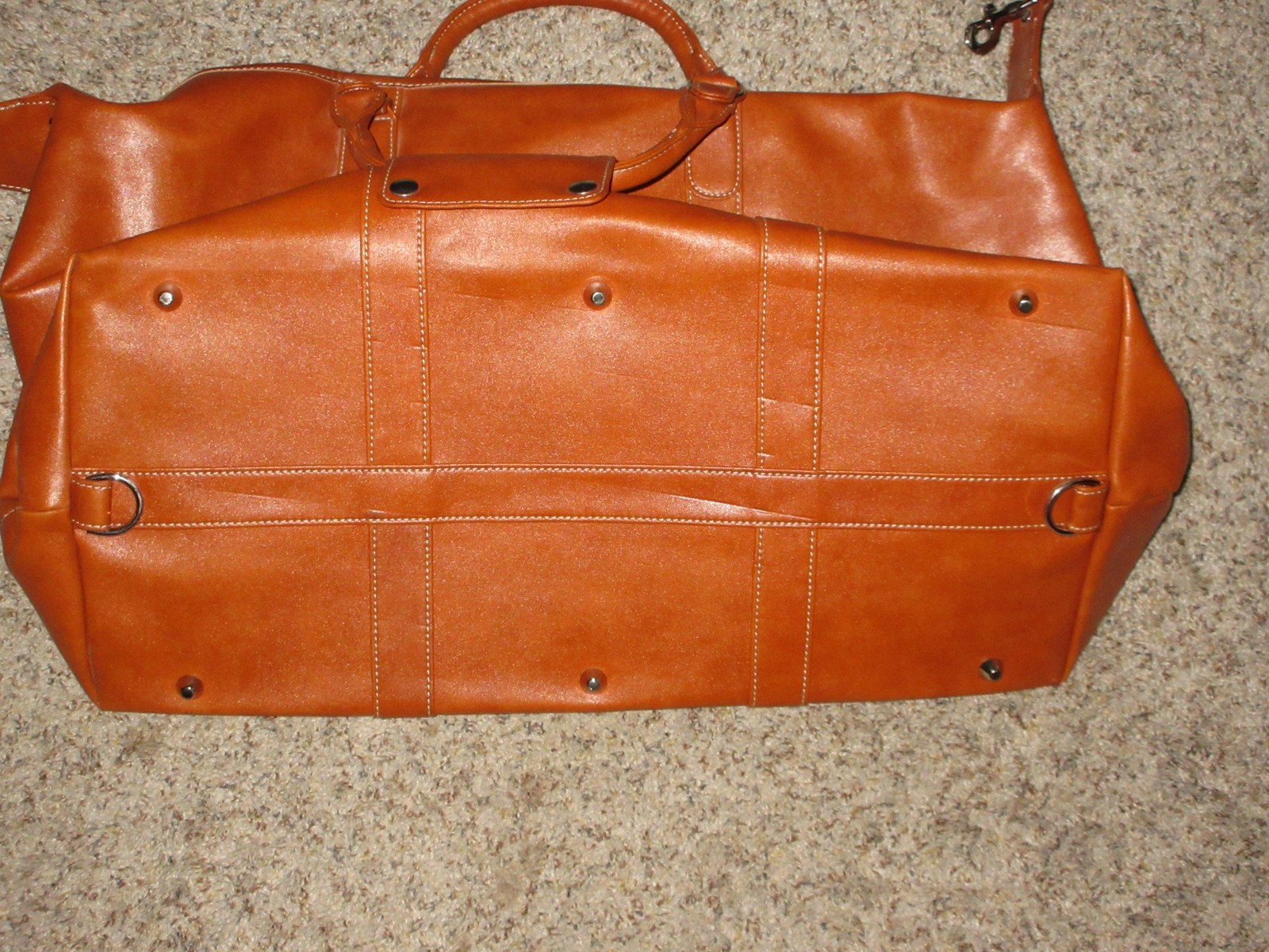 Barrington Brown Leather Duffel Top Handle Shoulder Strap Travel Weekender Bag