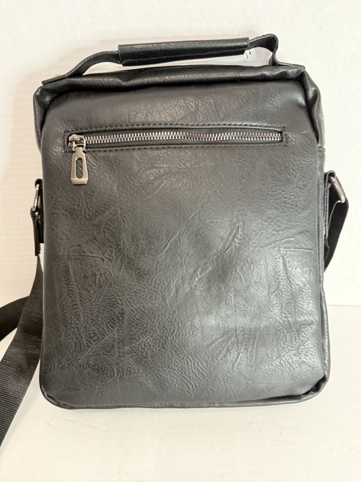 WEIXIER men’s PU leather crossbody shoulder bag Black With Zip Around Wallet