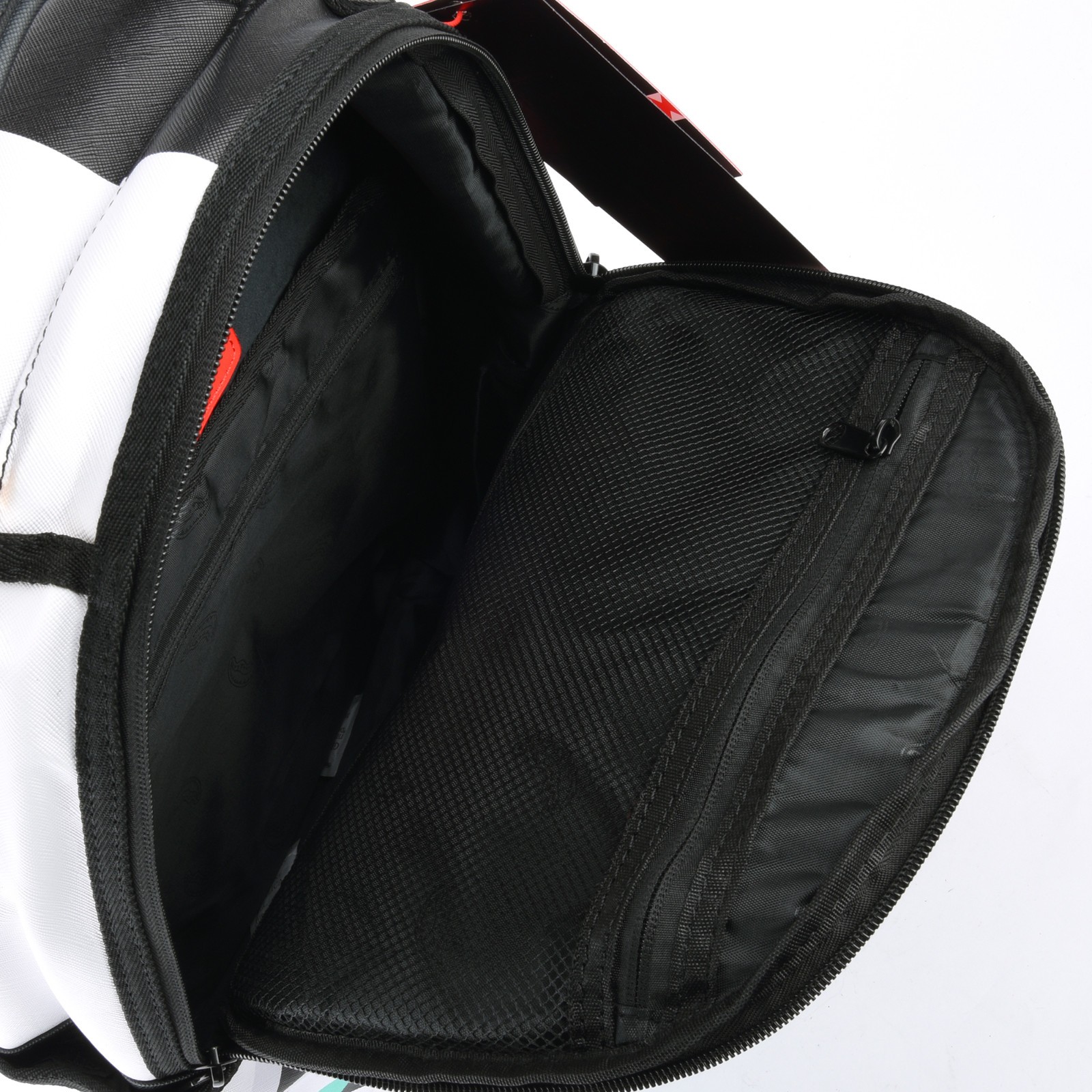 Sprayground Shark Central Reflex DLXV Leather Bag Backpack White Zipper Pocket