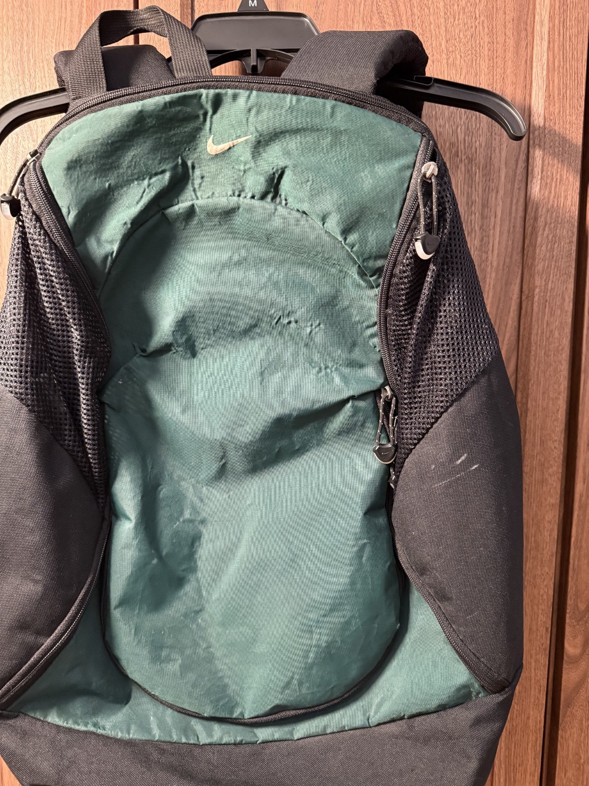 Y2K Vintage Nike Swoosh Backpack Forest Green Black 2000s White Tag Basketball