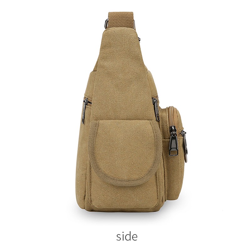 Canvas Bag Mens Messenger Crossbody Shoulder Large Bag with Multiple Pockets M