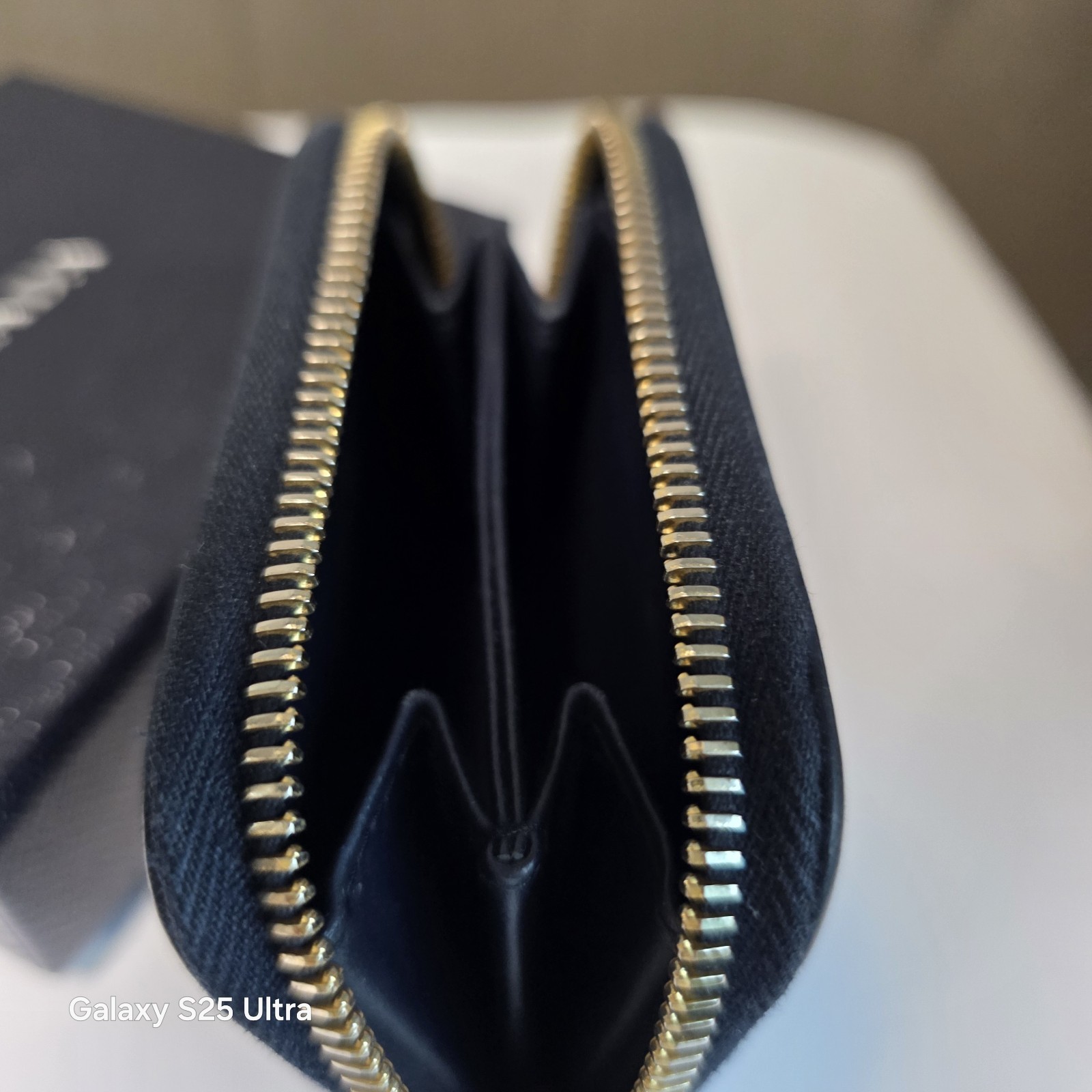 Prada Vitello Move Zip Coin Purse Wallet 1MM268 Baltico Navy Gold HW Full Set