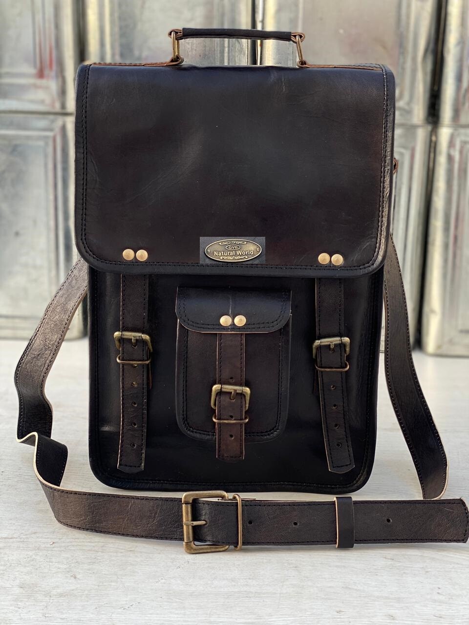 GVB Best Seller genuine leather messenger laptop satchel handmade vintage bag