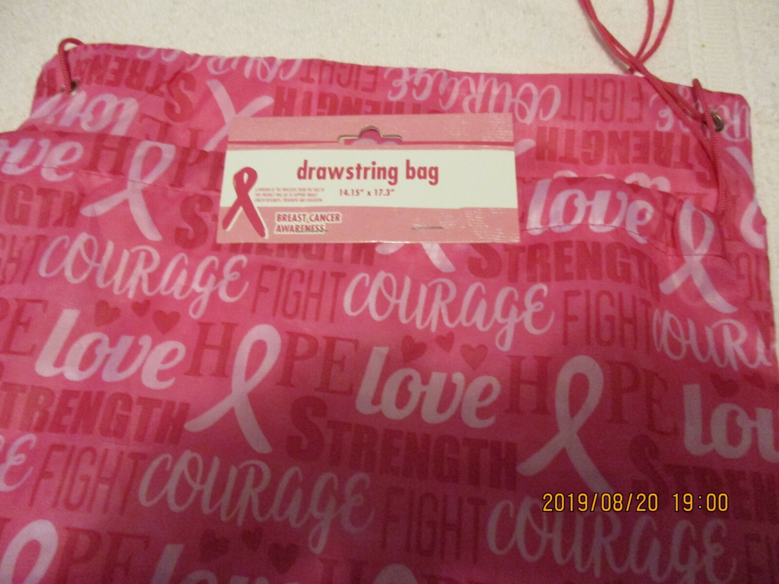 Breast Cancer Awareness Drawstring bag New