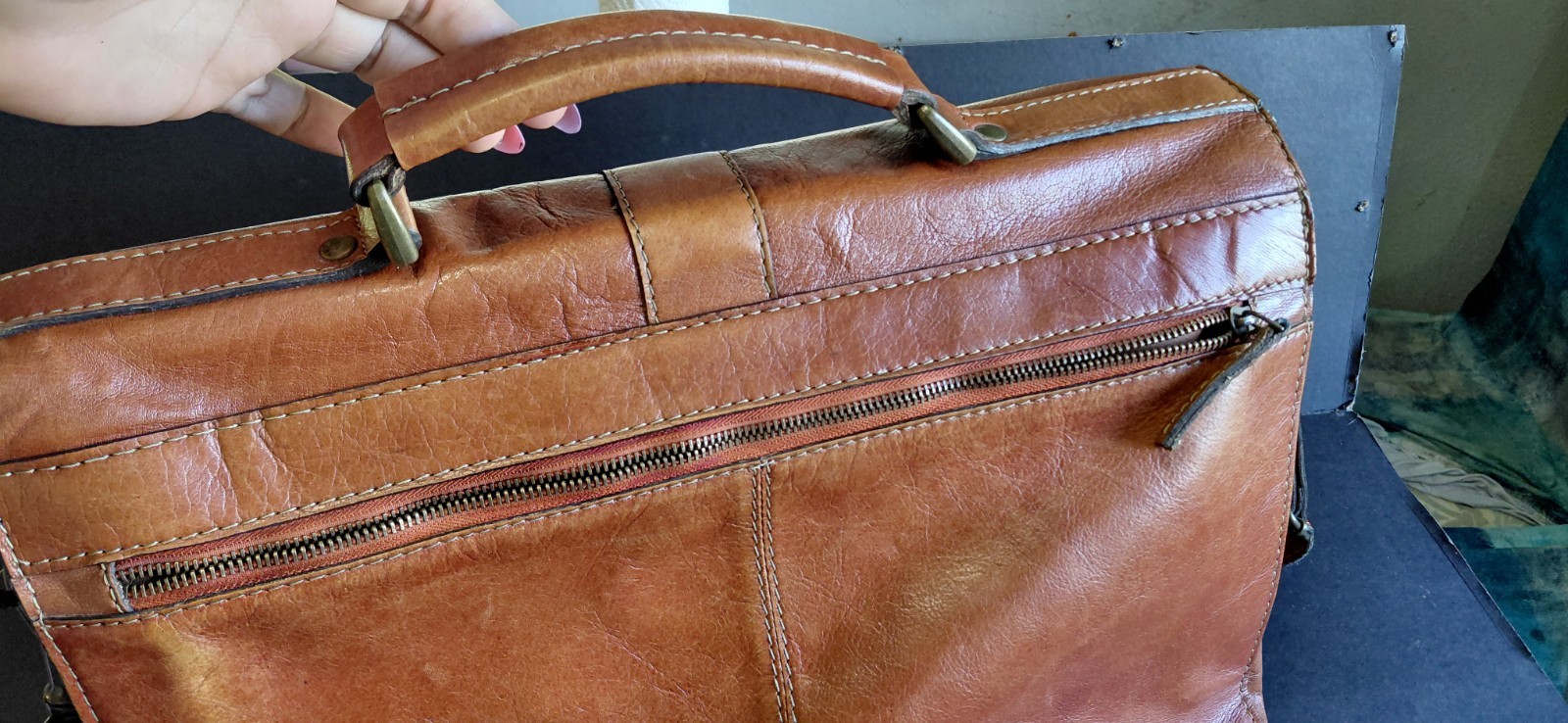 distressed heritage classic vintage executive tan leather briefcase mesenger Bag