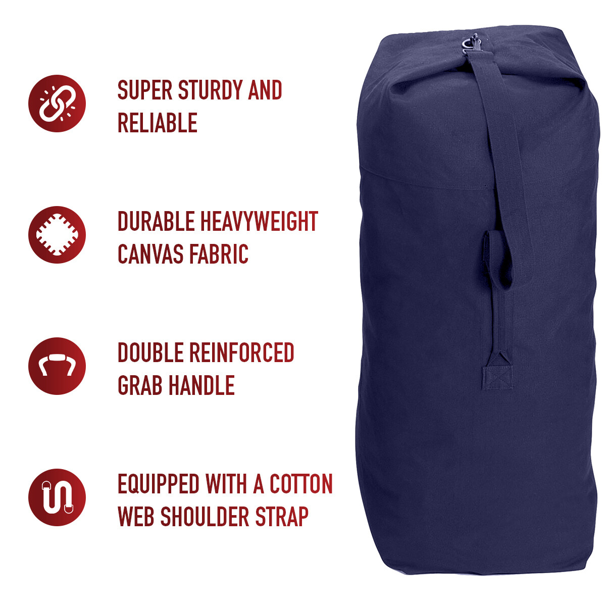 Navy Blue Heavyweight Top Load Canvas Duffle Bag 25″x42″ Sport Gear Tactical Bag