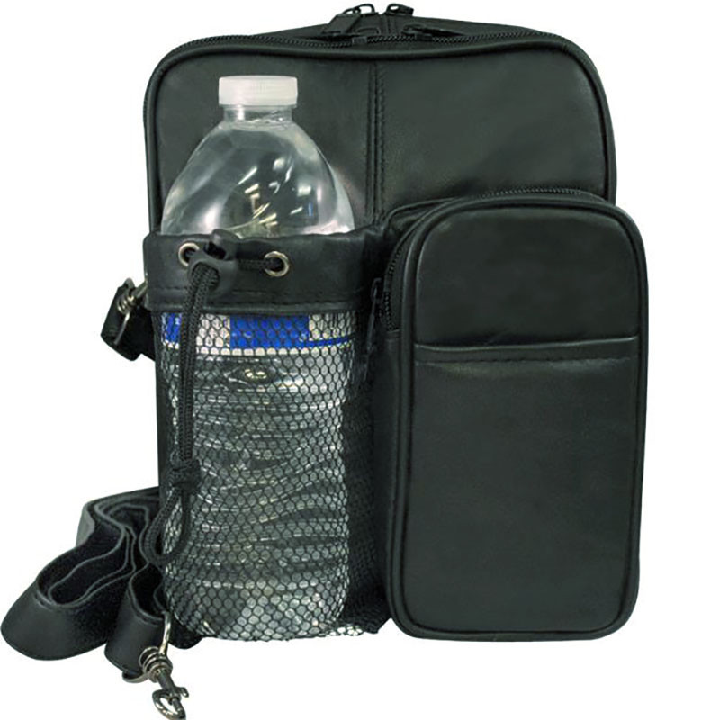 Black Genuine Leather Men’s Messenger Organizer Bottle Holder Bag US Seller
