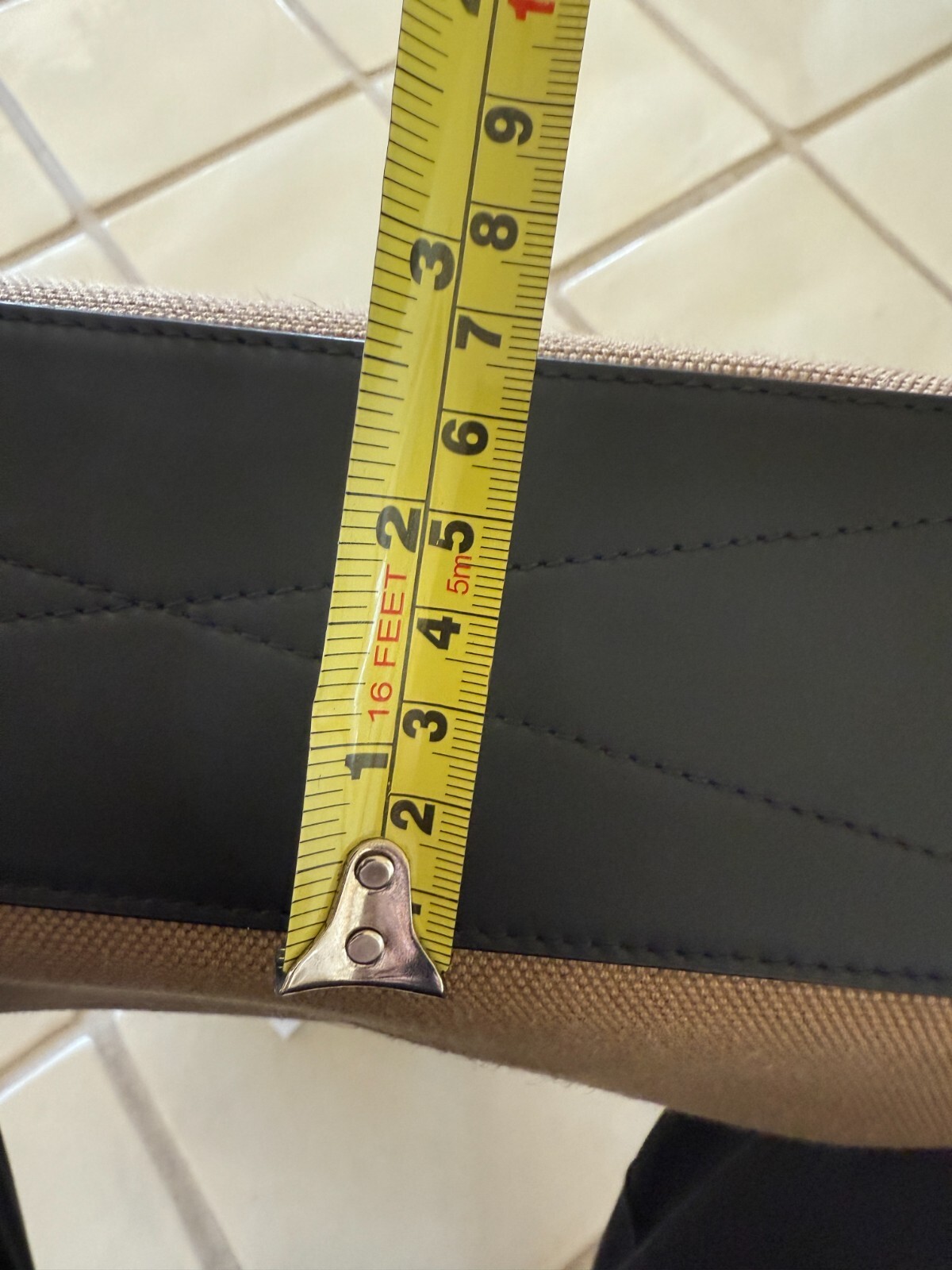 Burberry Camel Fabric and Black leather Medium Tote Bag, 8093452
