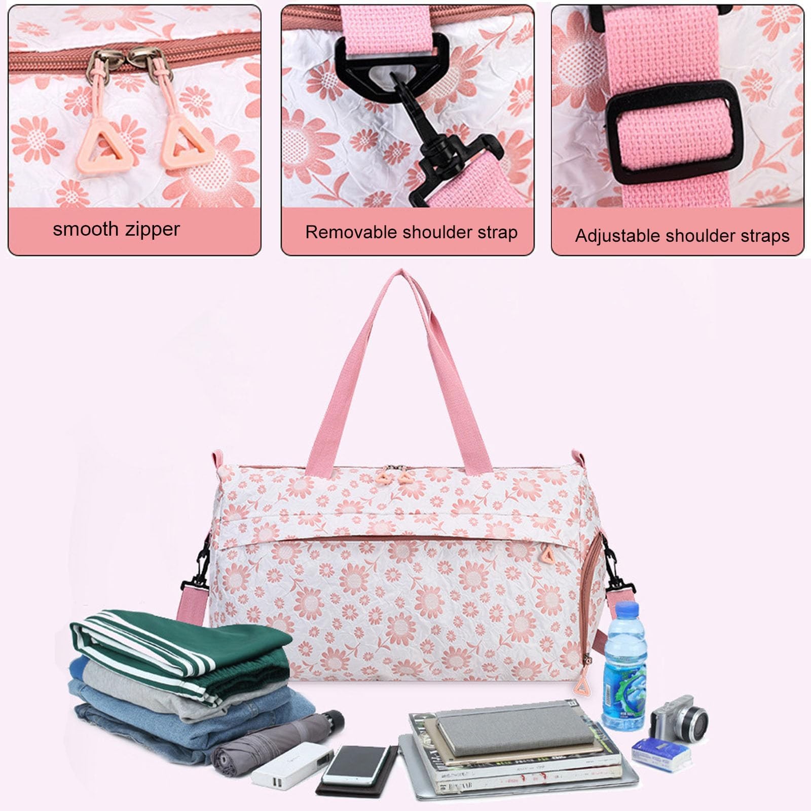 Cute Floral Duffle Bag for Travel,Gym Bag for for Girl/Women,Waterproof Overn…