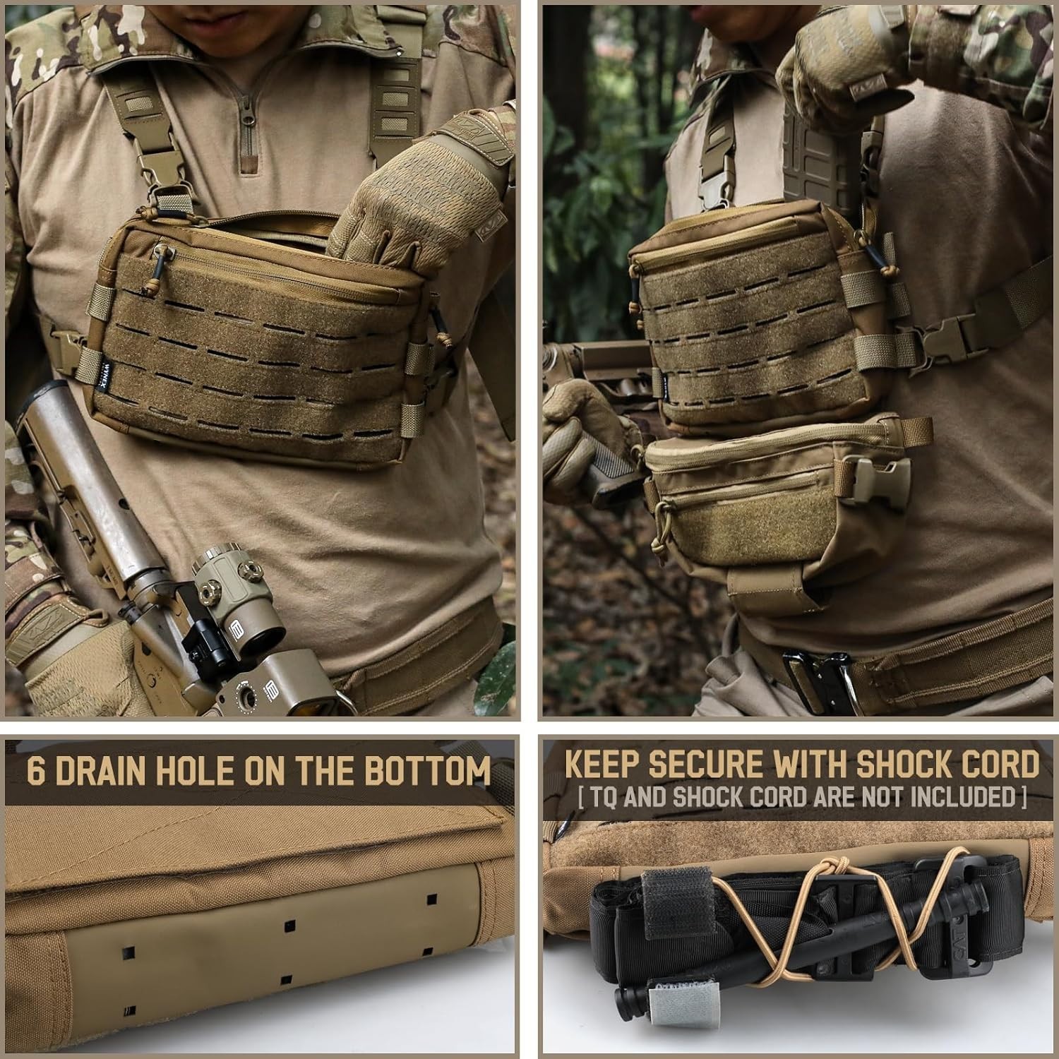 Tactical Chest Rig Pack for Men Running Chest Bag with Front Loop Airso…