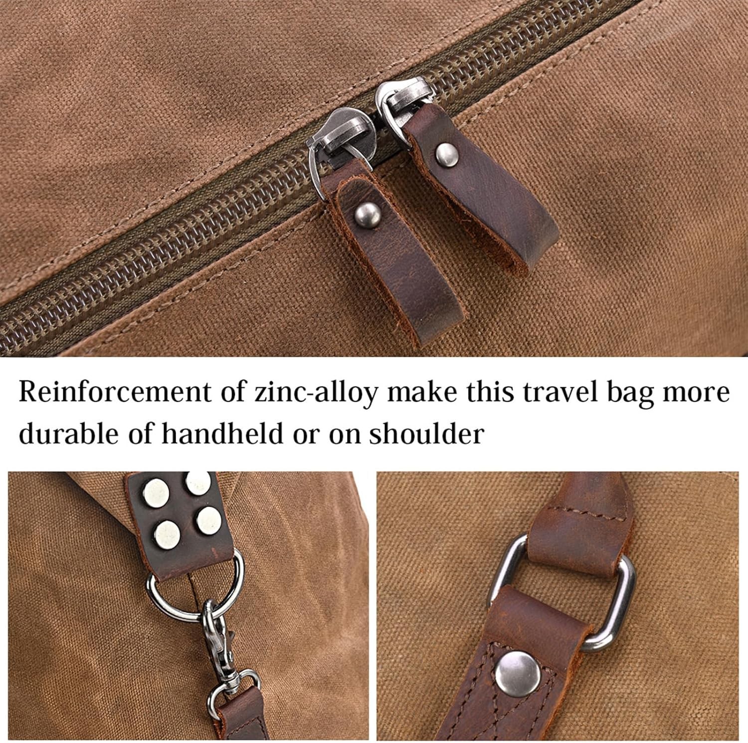Large Waterproof Canvas & Leather Oversized Travel Duffel Bag