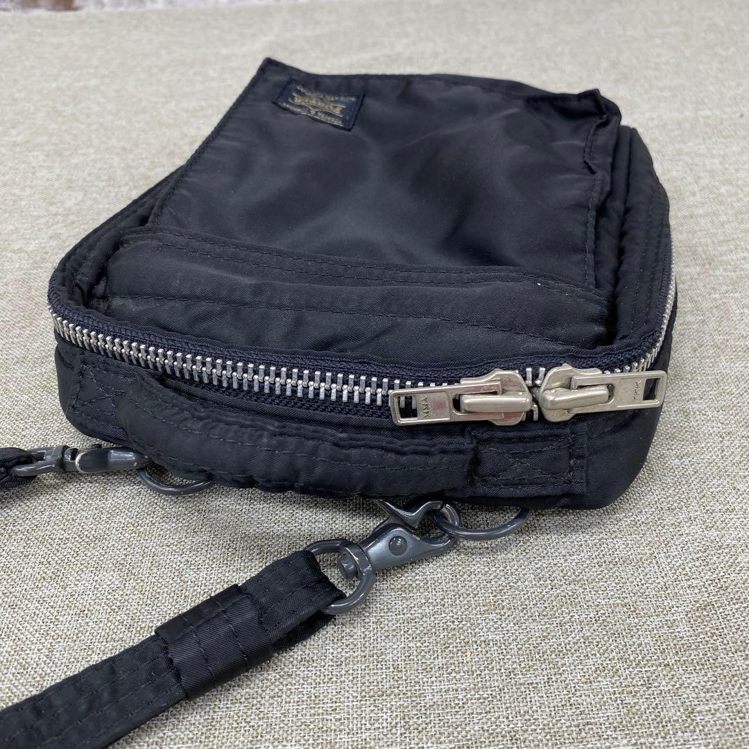 Authentic Yoshida Kaban Porter Mini Shoulder Bag 16cm Black Crossbody Damaged