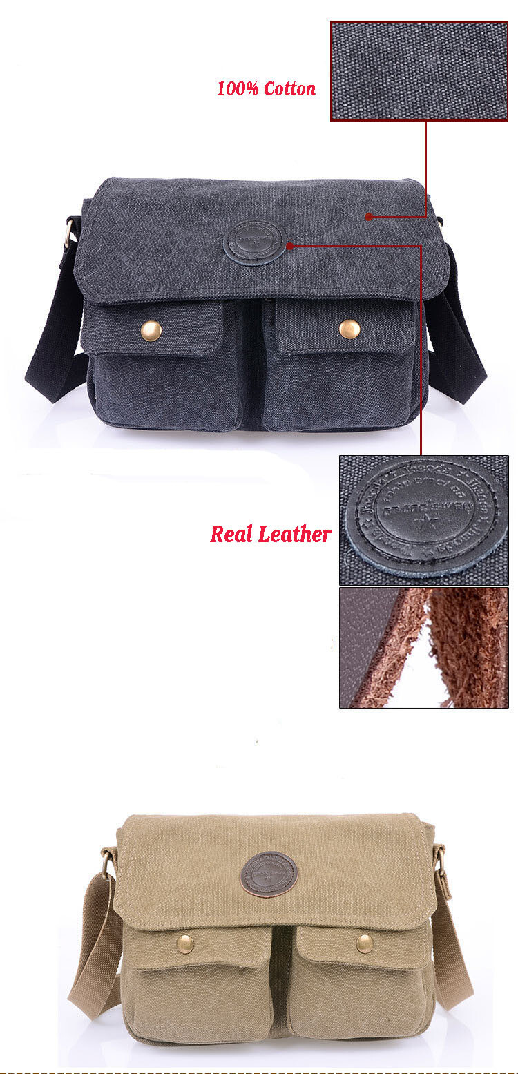 Men’s Canvas Cross Body Bag Messenger Shoulder Book Bags School Satchel Vintage