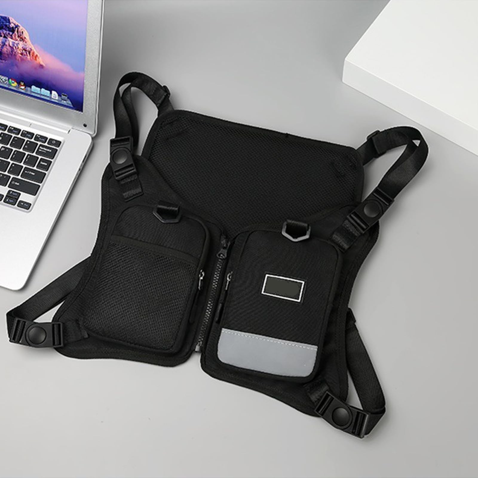Unisex Chest Bag Street Hip Hop Trendy Vest Sports Backpack with Holder and E…