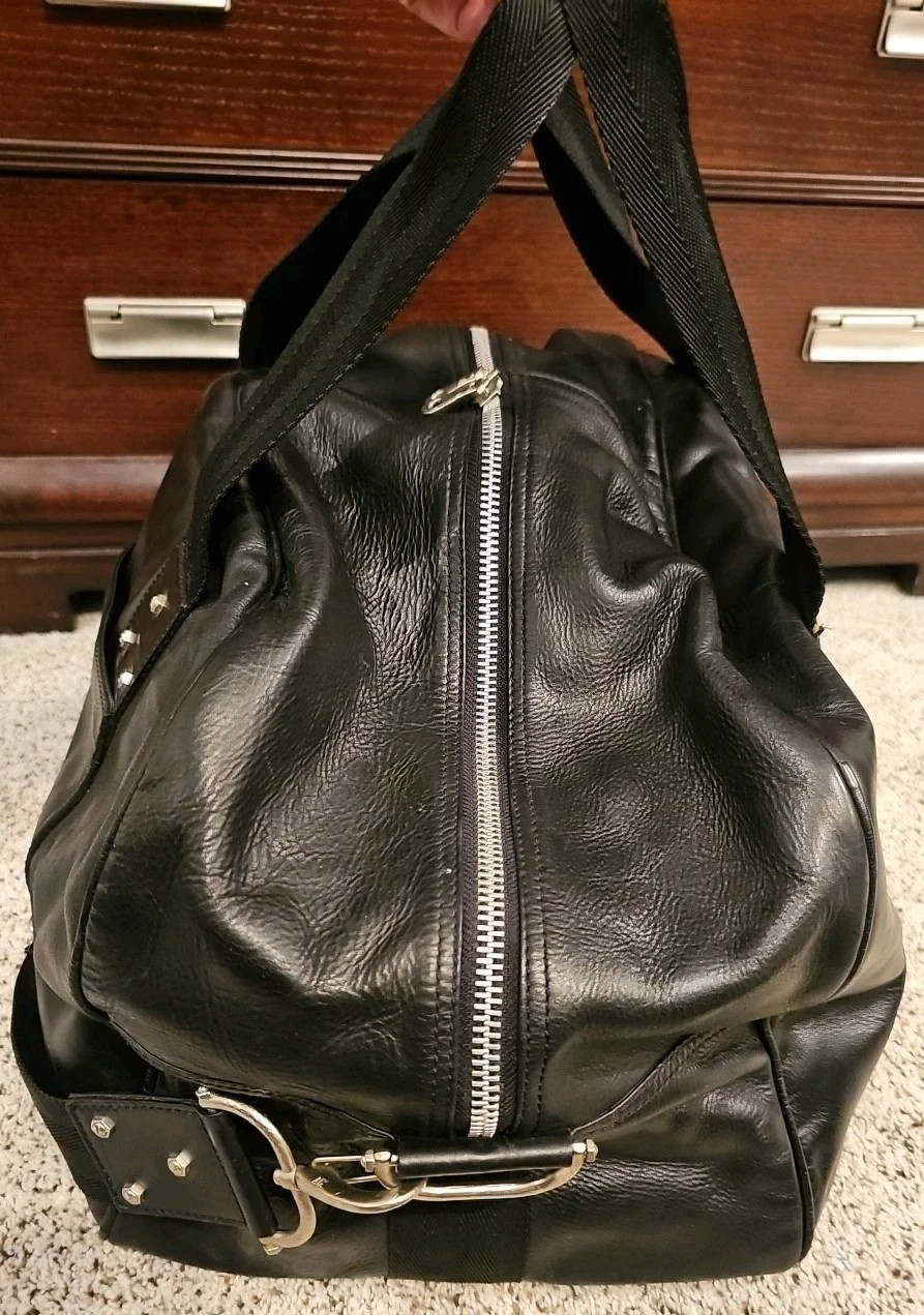 Armani Exchange Duffle Bag 18″x11″x11.5″ Black Leather Satchel Travel Vacation