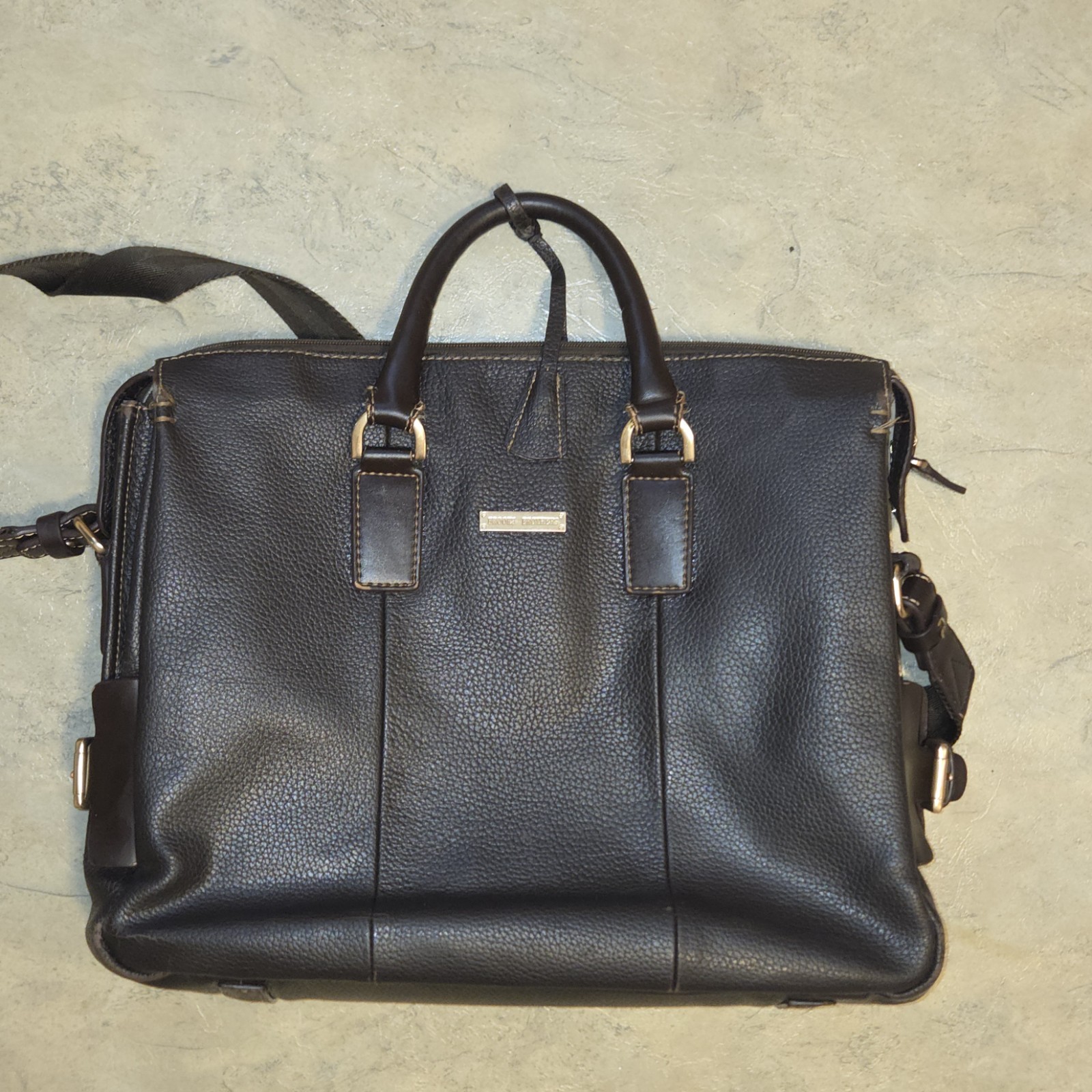 BROOKS BROTHERS Brown Pebbled Leather Men’s Laptop Briefcase Messenger Bag