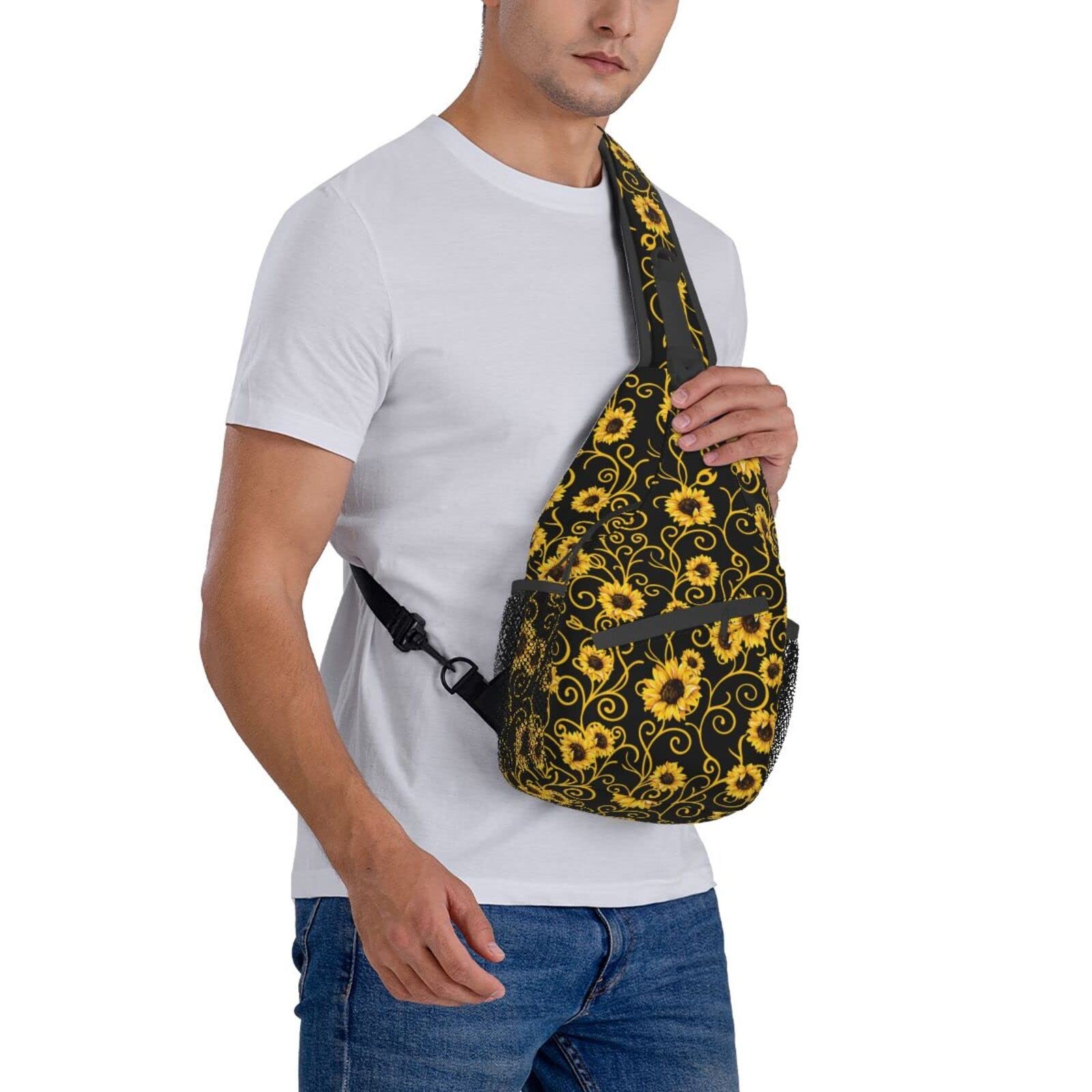 Sunflower Sling Bag Travel Crossbody Chest Daypack Hiking Shoulder Men Women