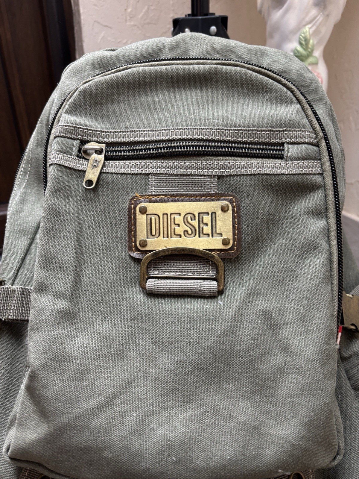 Rare Vintage 90’s Diesel Spare Parts Tactical Multi-Pocket Canvas Backpack khaki