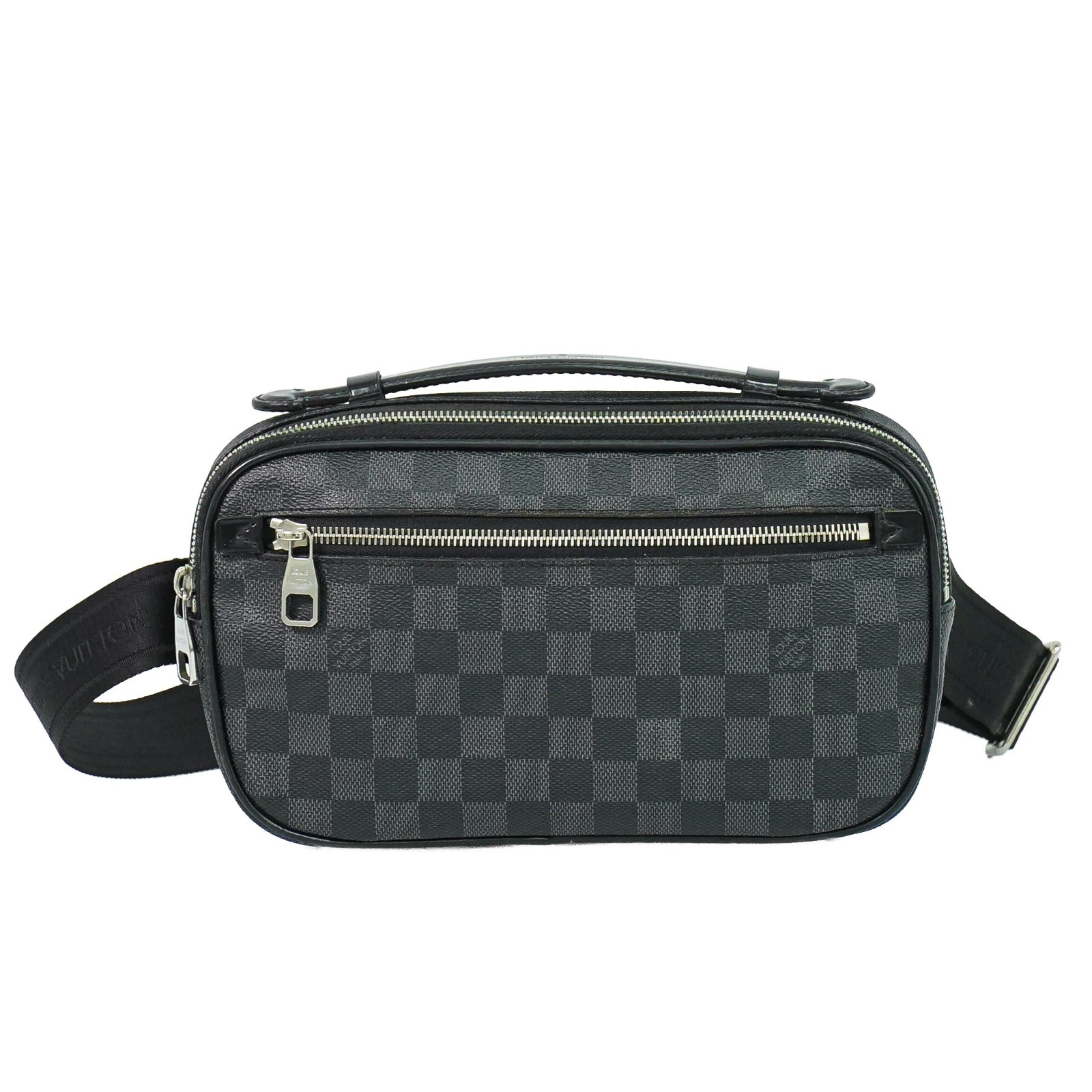 Louis Vuitton Ambler N41289 Damier Graphite Canvas Belt Body Bag Black Gray