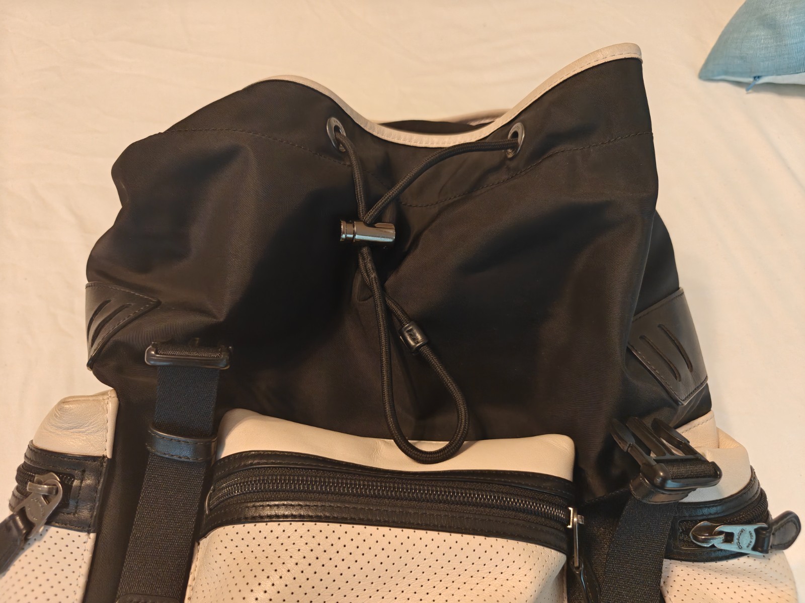 Coach Terrain Trek Backpack Perforated Leather Laptop Bag Black Chalk F57477