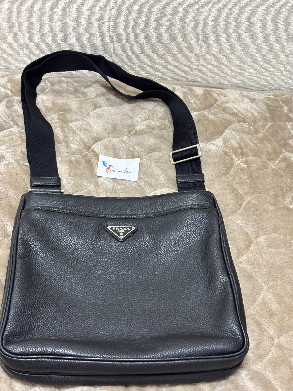 PRADA Vitello City Black Shoulder Bag 2VH019 Unisex Bag