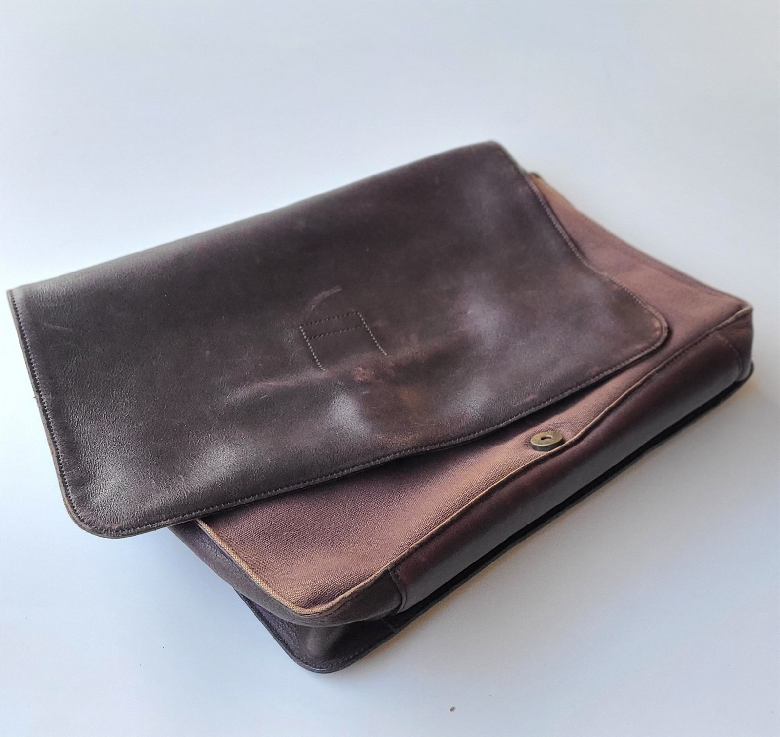 🔥Banana Republic Genuine Leather Document Briefcase Bag Brown 14.5″x11.5″x3″